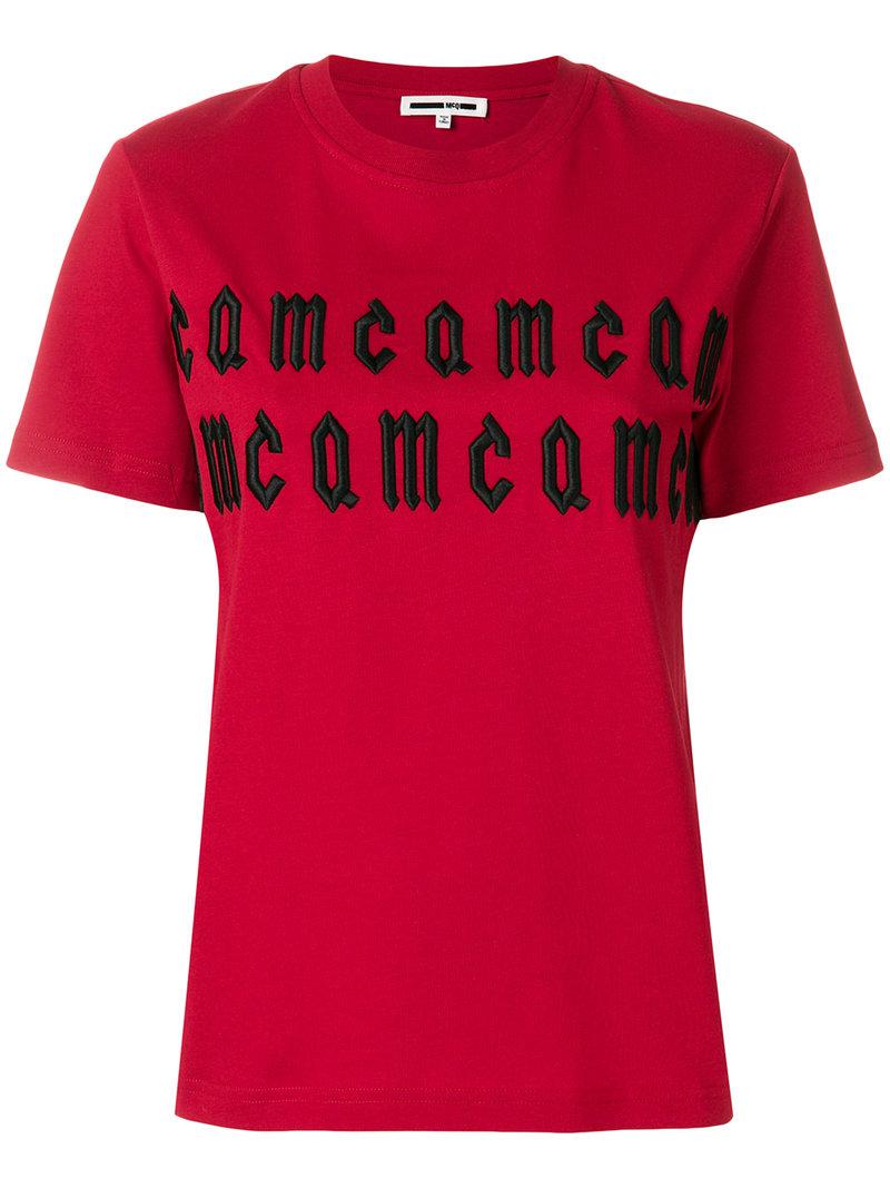 Lyst - Mcq Alexander Mcqueen Embroidered T-shirt in Red