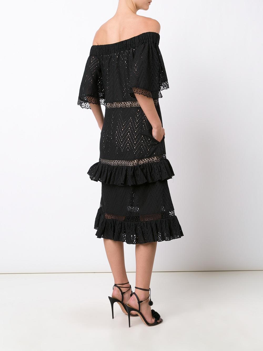 black off shoulder ruffle dress