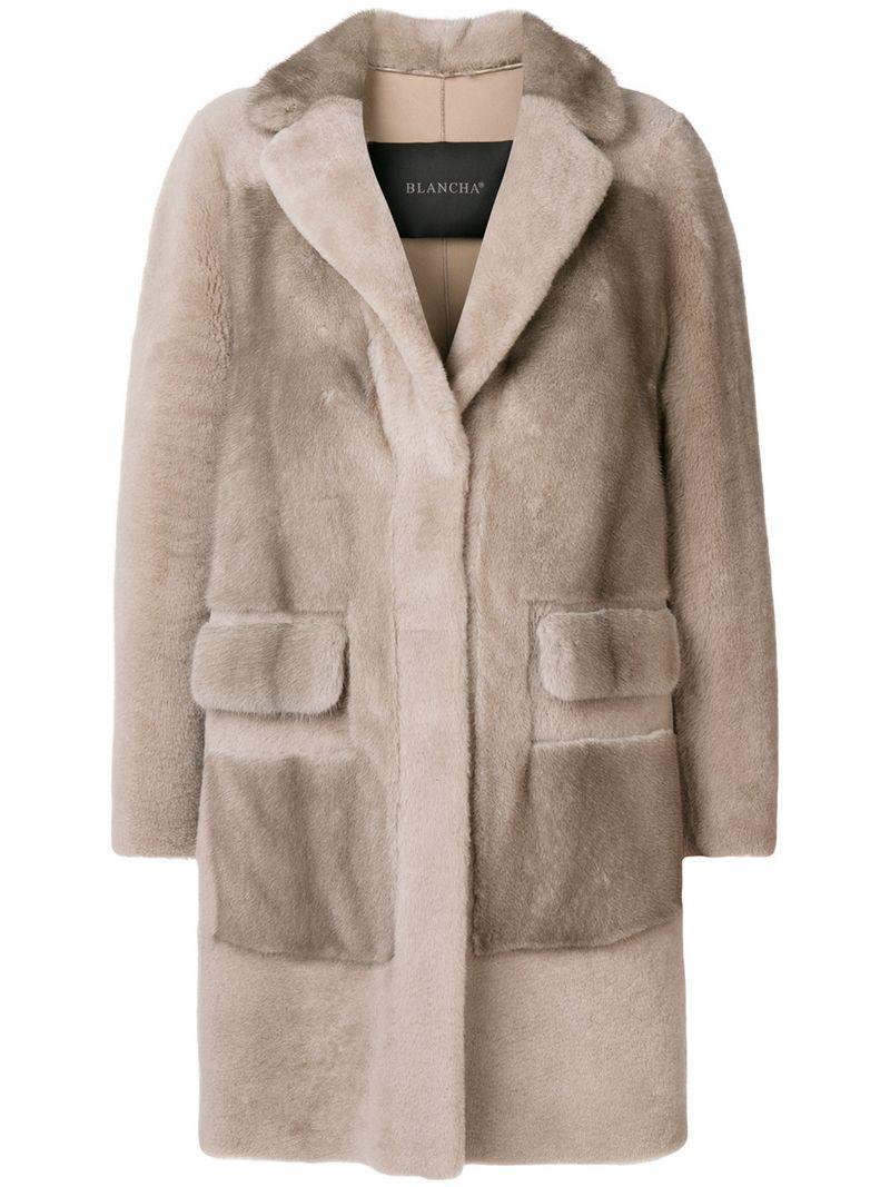 Coat Buttoned Gray Lyst In Midi Blancha qxfAOp6q