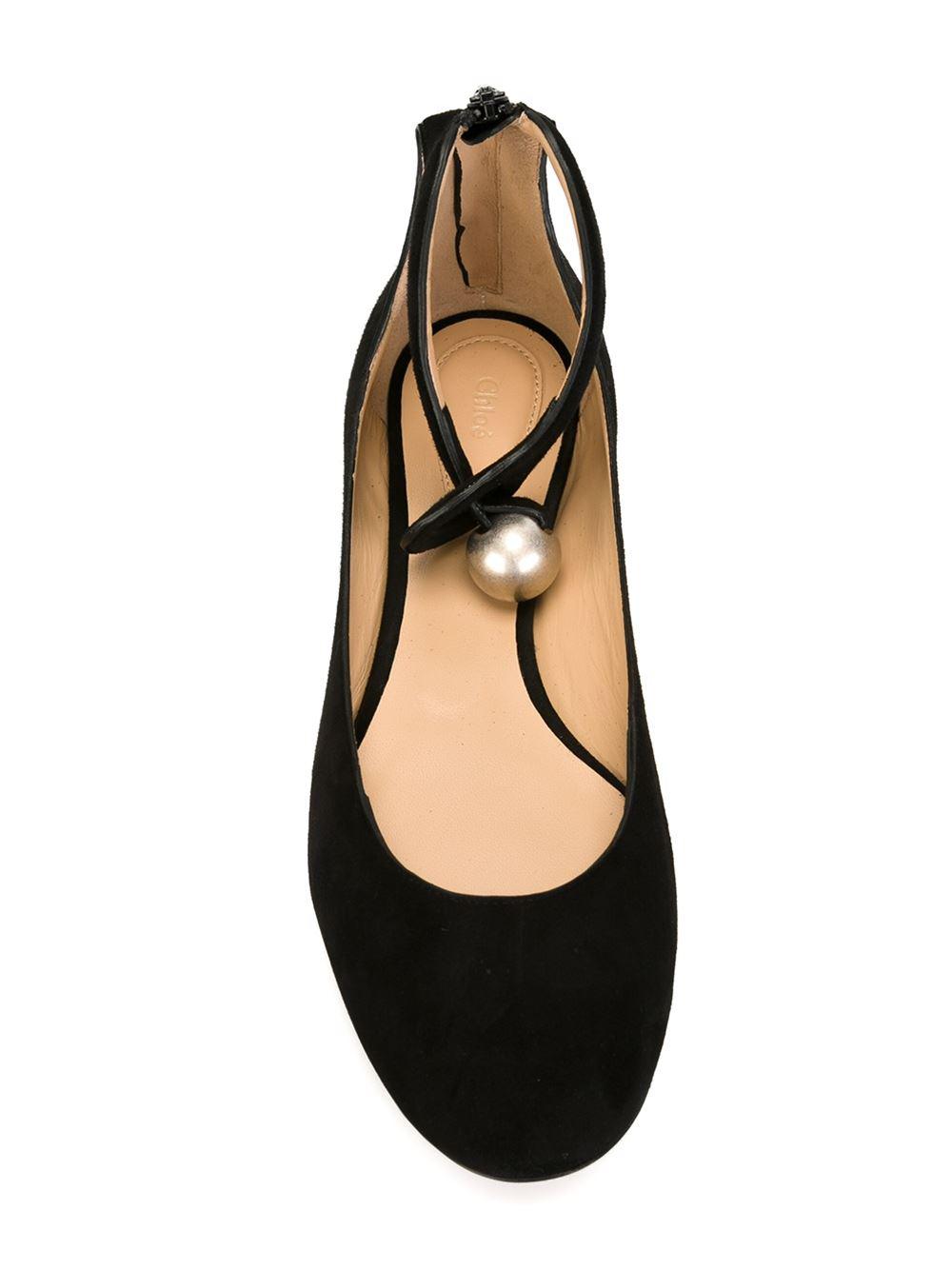 Lyst Chloé Ankle Strap Ballerinas in Black