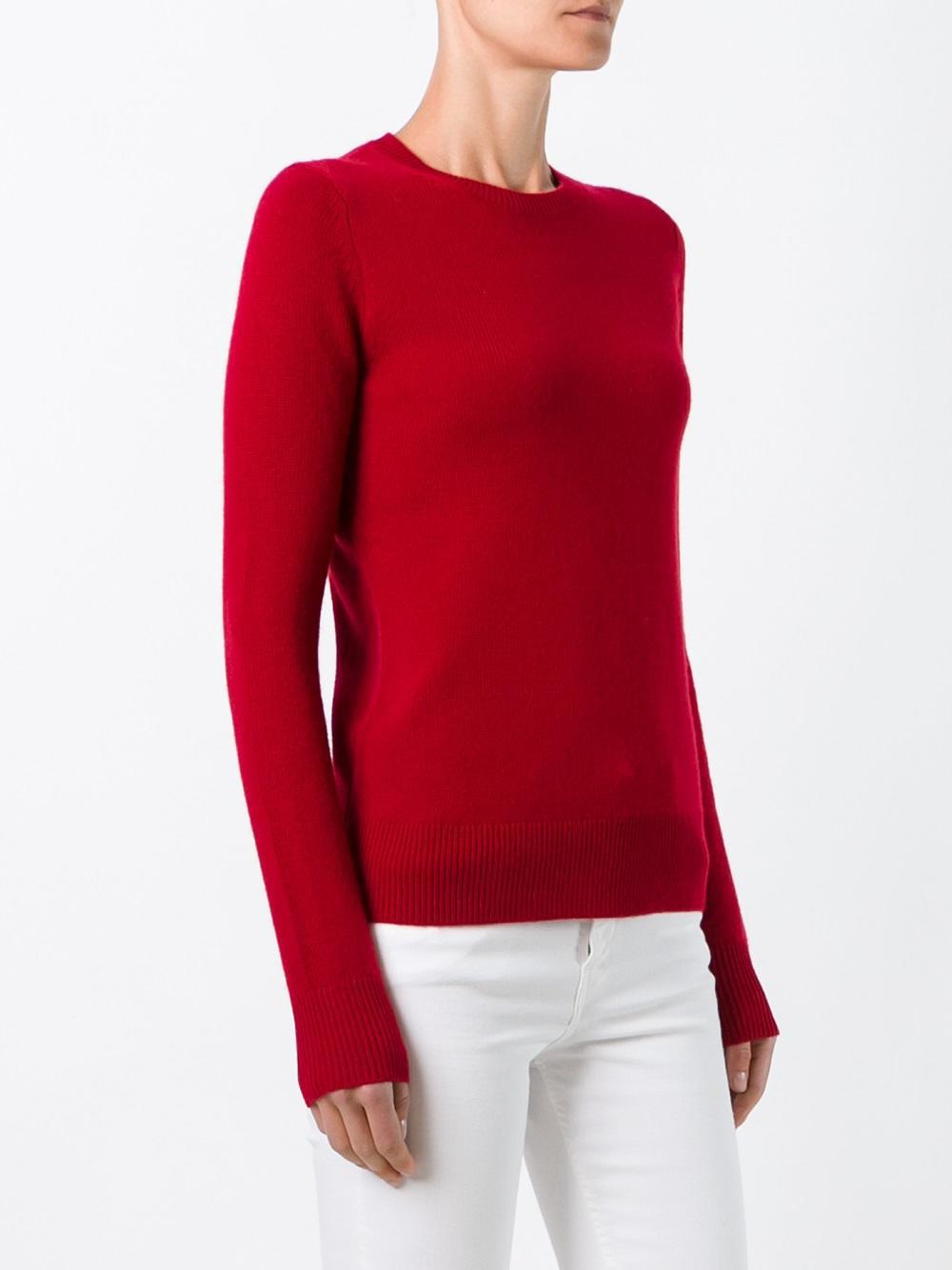 Download Lyst - Theory Crew Neck Sweater in Red