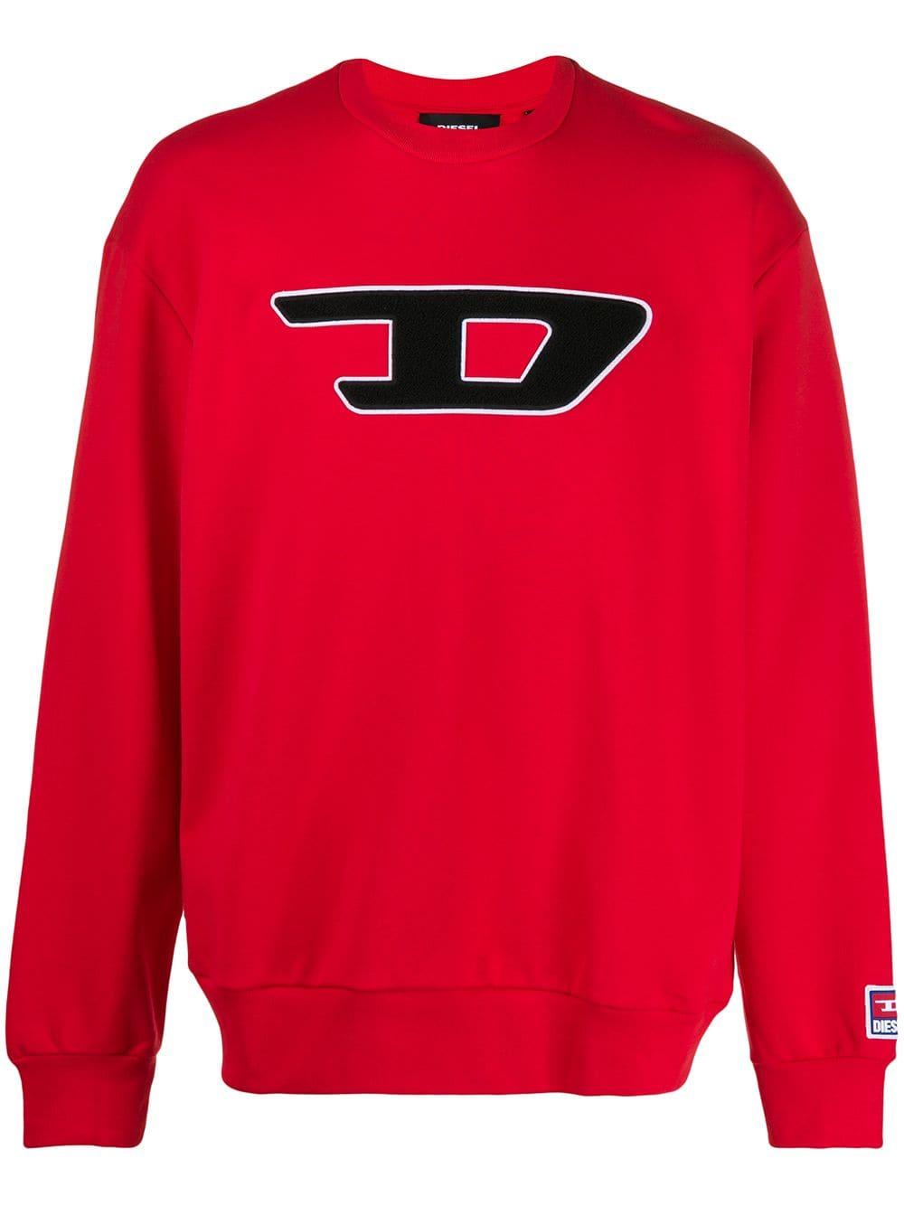 DIESEL Fleece Sweatshirt With Patches in Red for Men - Lyst