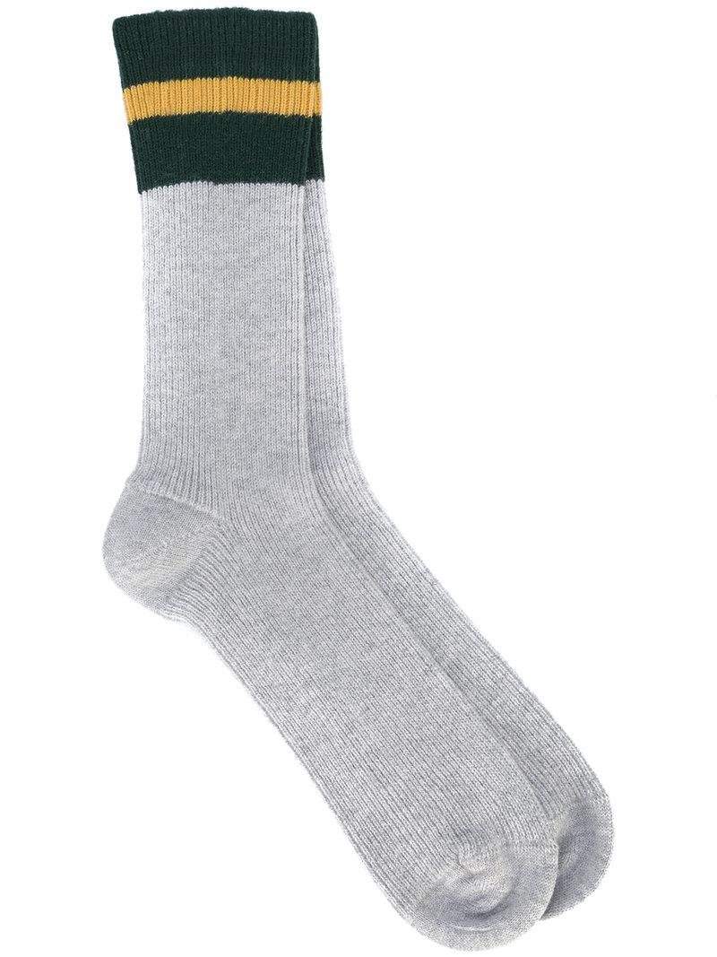 Lyst - Palm Angels Striped Socks in Gray for Men