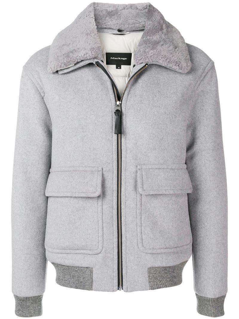 Lyst - Mackage Front Zipped Bomber Jacket in Gray for Men