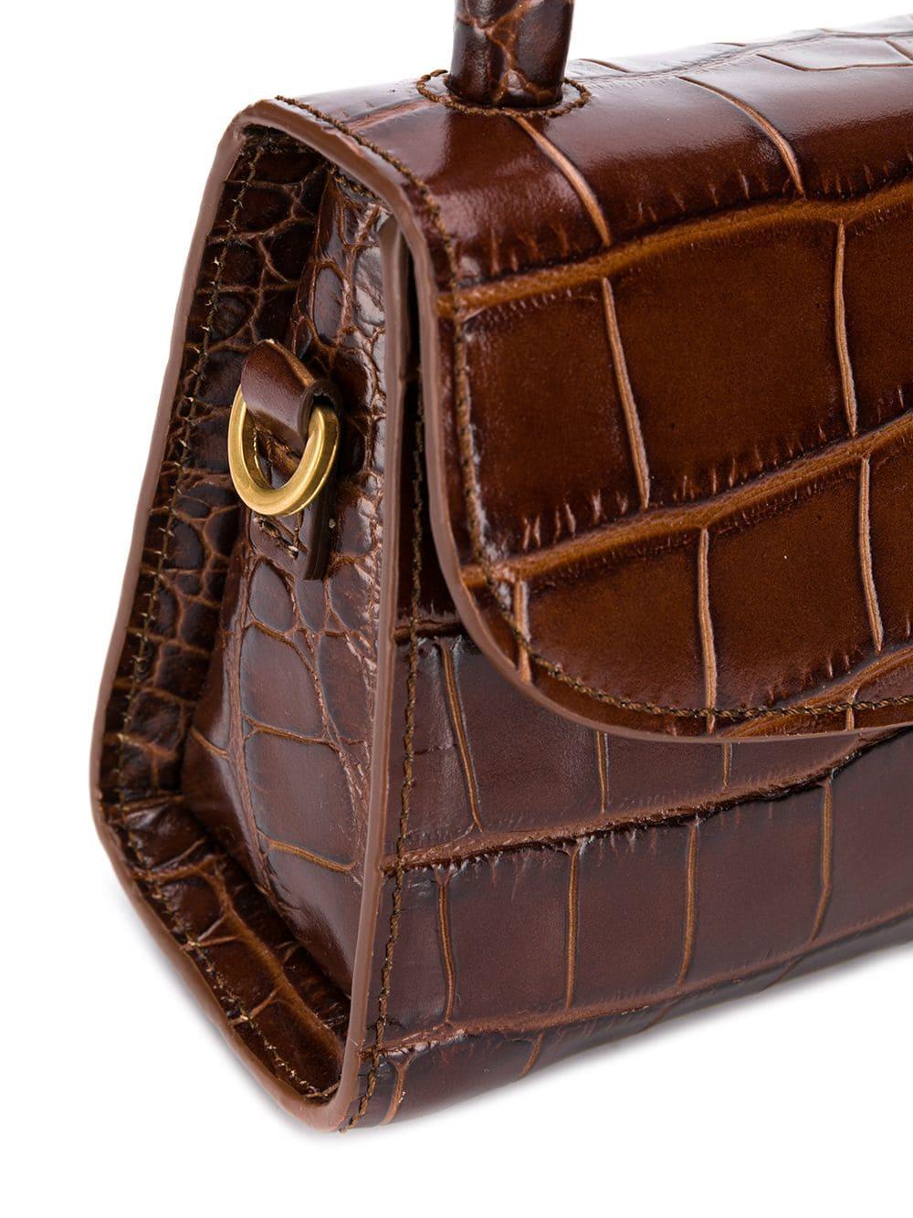 BY FAR Mini Croco Embossed Leather Bag in Brown - Lyst