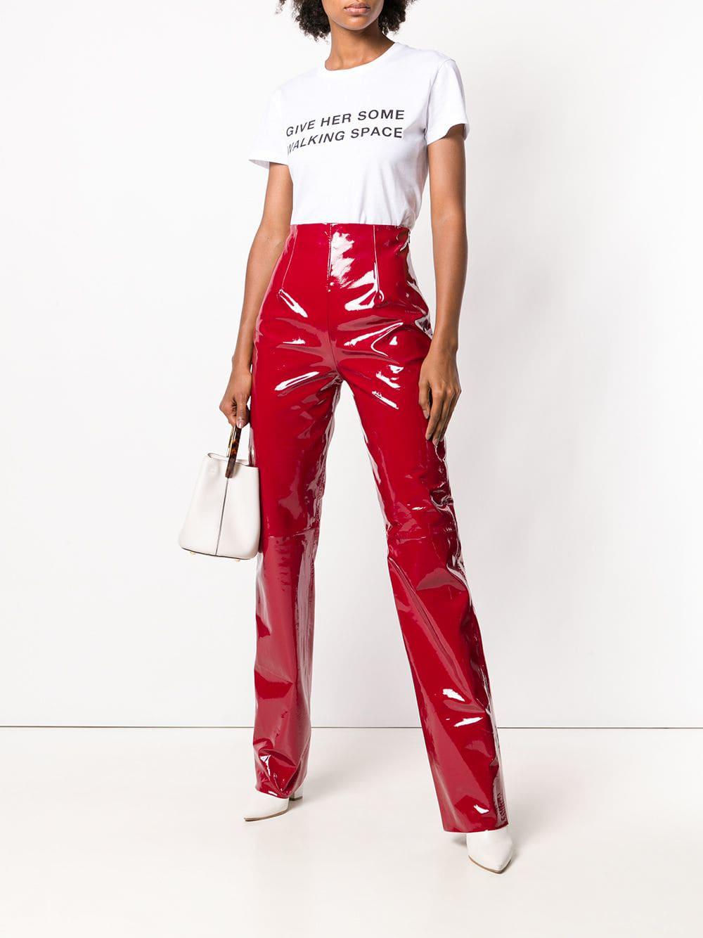 16Arlington High-rise Patent Leather Trousers in Red - Lyst
