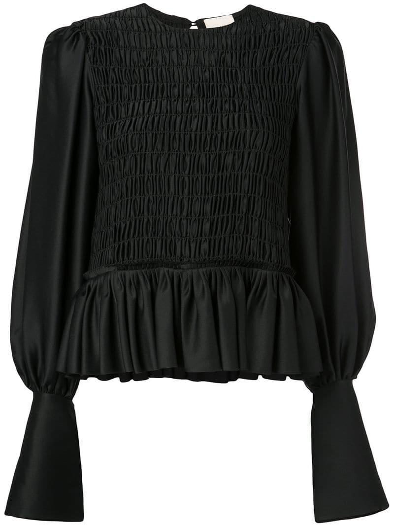 Khaite Ruched Blouse in Black - Lyst