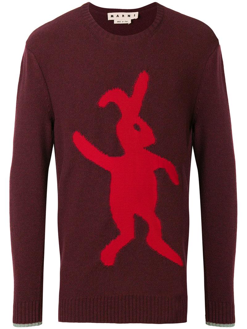 Rouge De À Homme Motif Pull Marni Intarsia Coloris nRgp4Rqw