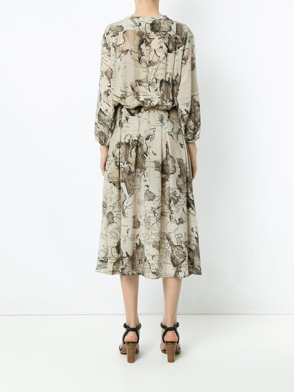 Lyst Andrea Marques Maps Print Midi Dress Maps Print Midi Dress Lyst View Fullscreen