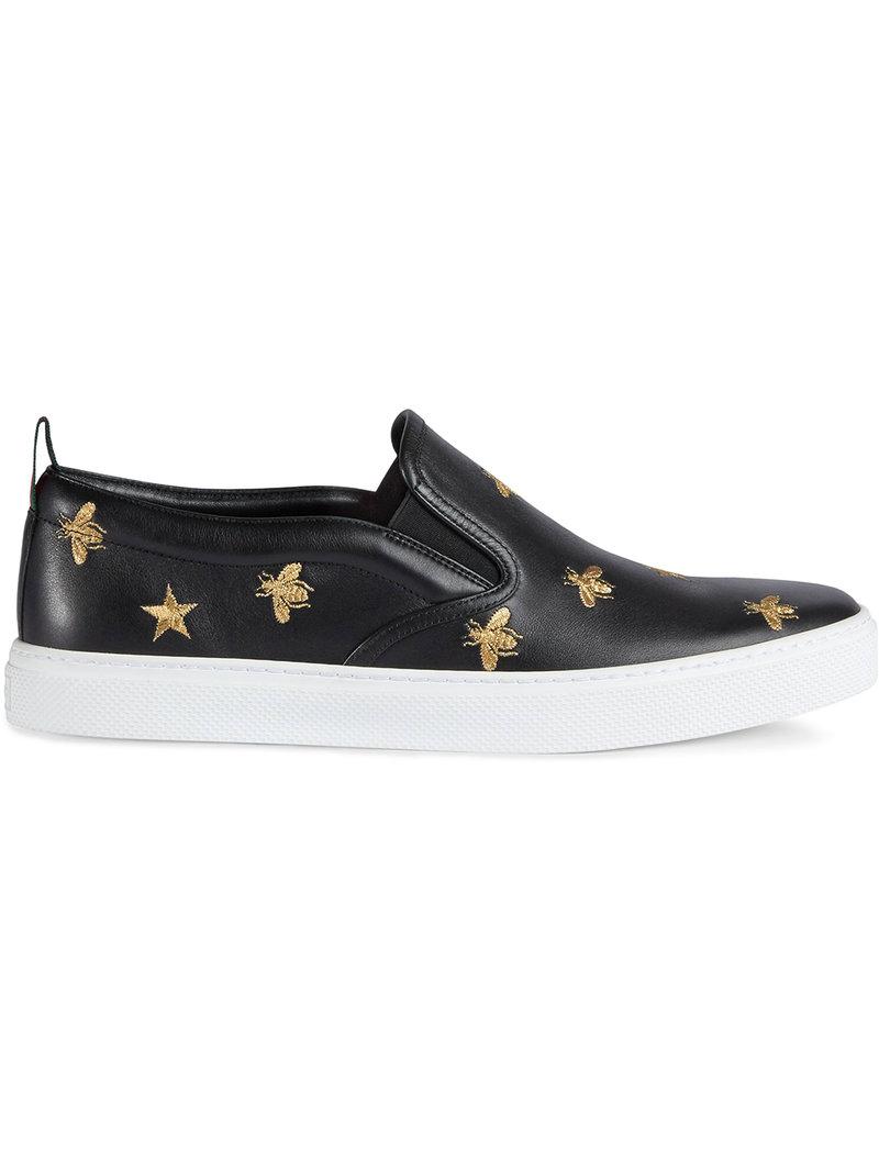 Gucci Leather Slip-on Sneaker With Bees in Black for Men - Save 15.07633587786259% - Lyst