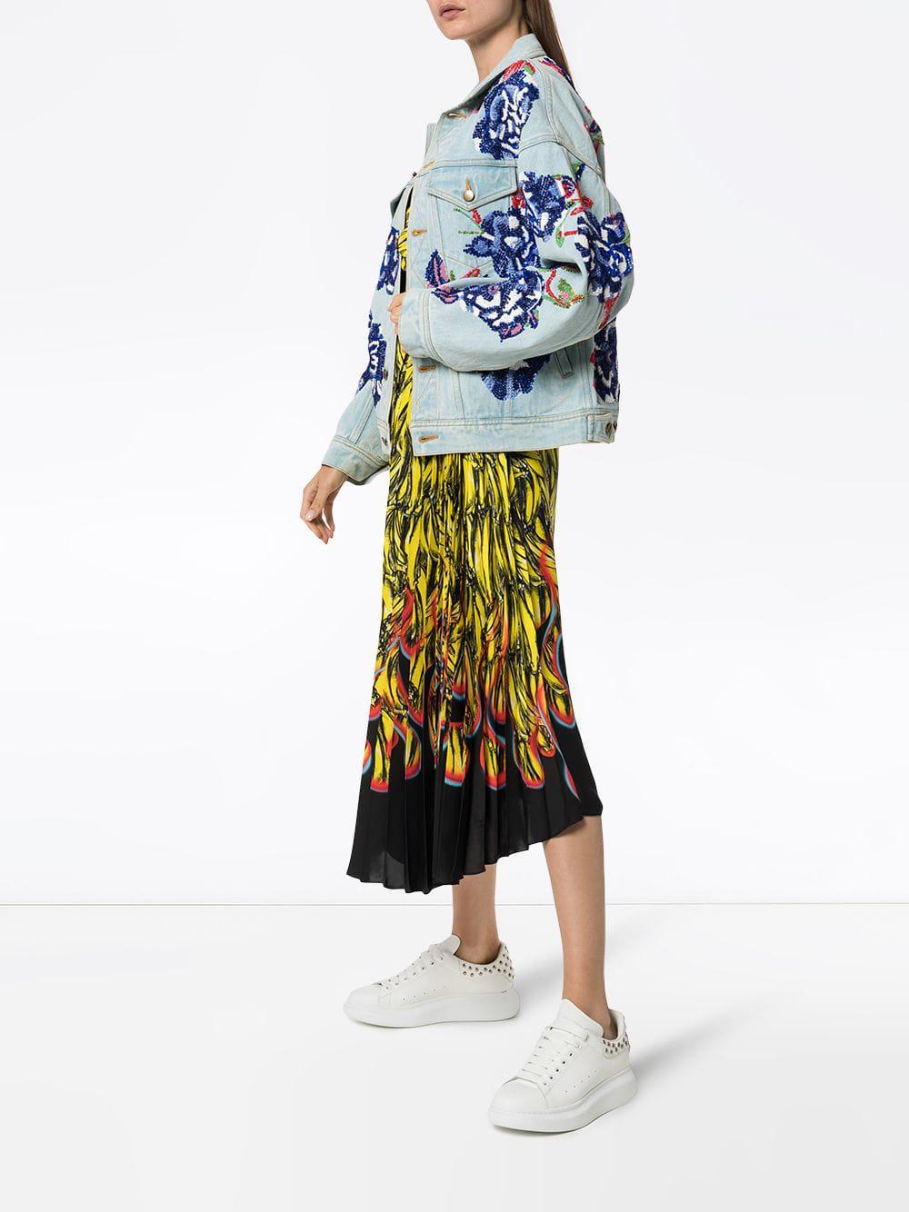 Fullscreen Embroidered Blue Flower Jacket View Ashish Denim Lyst Cotton U8Sxwxa