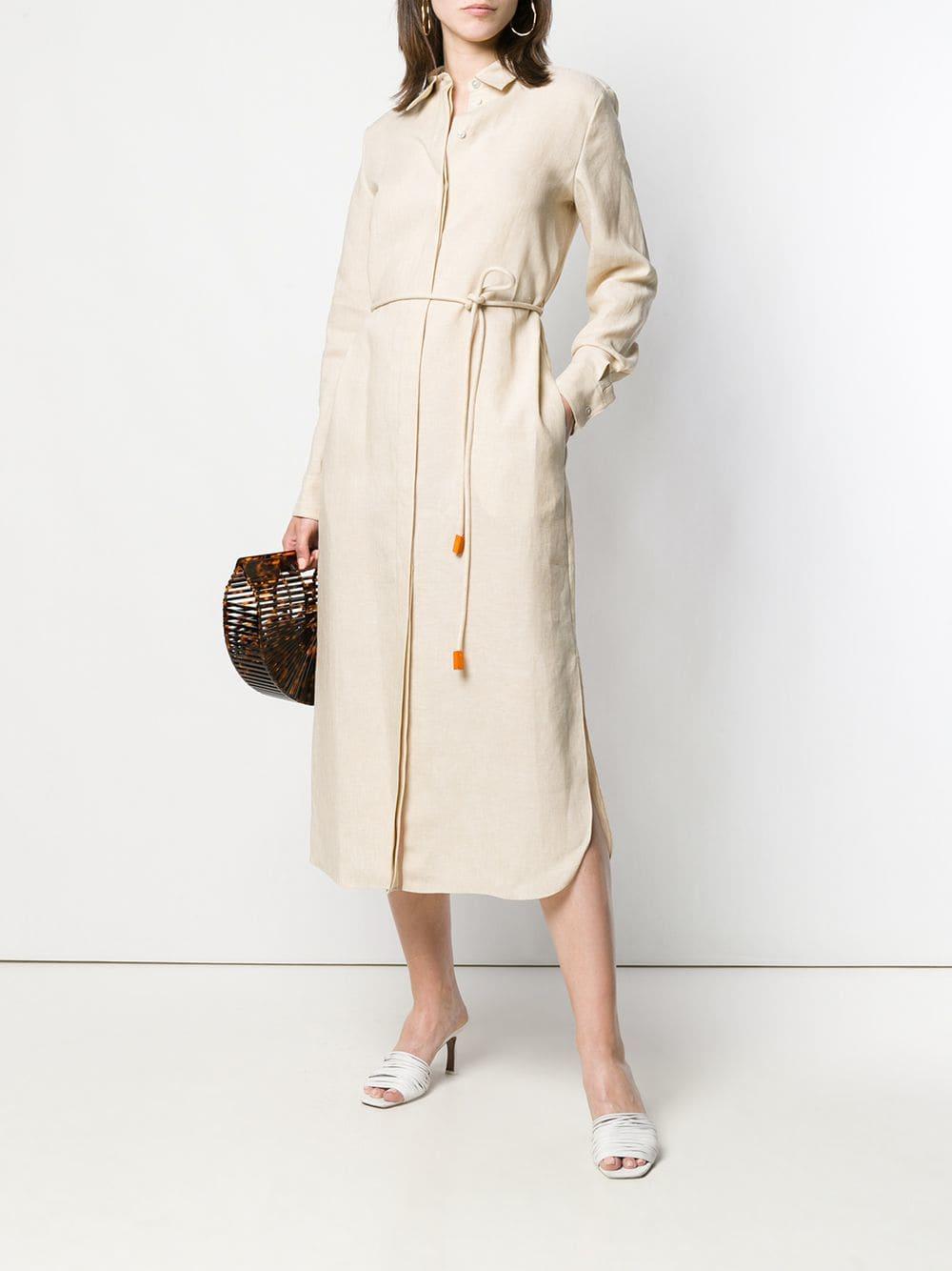 belted linen shirt dress