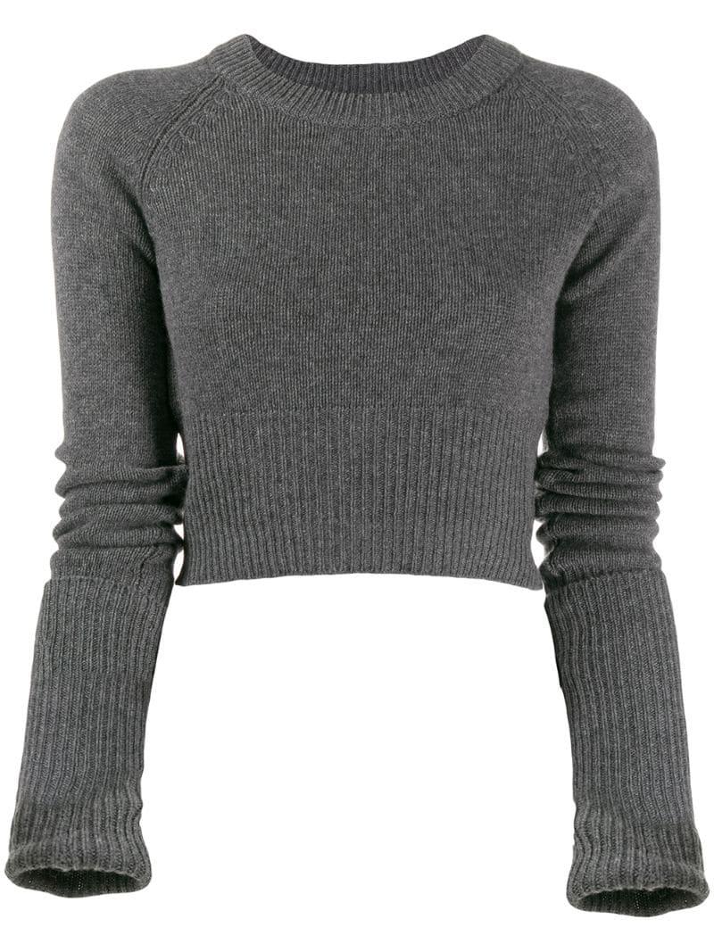 Prada Cropped Knit Cashmere Top in Gray - Lyst