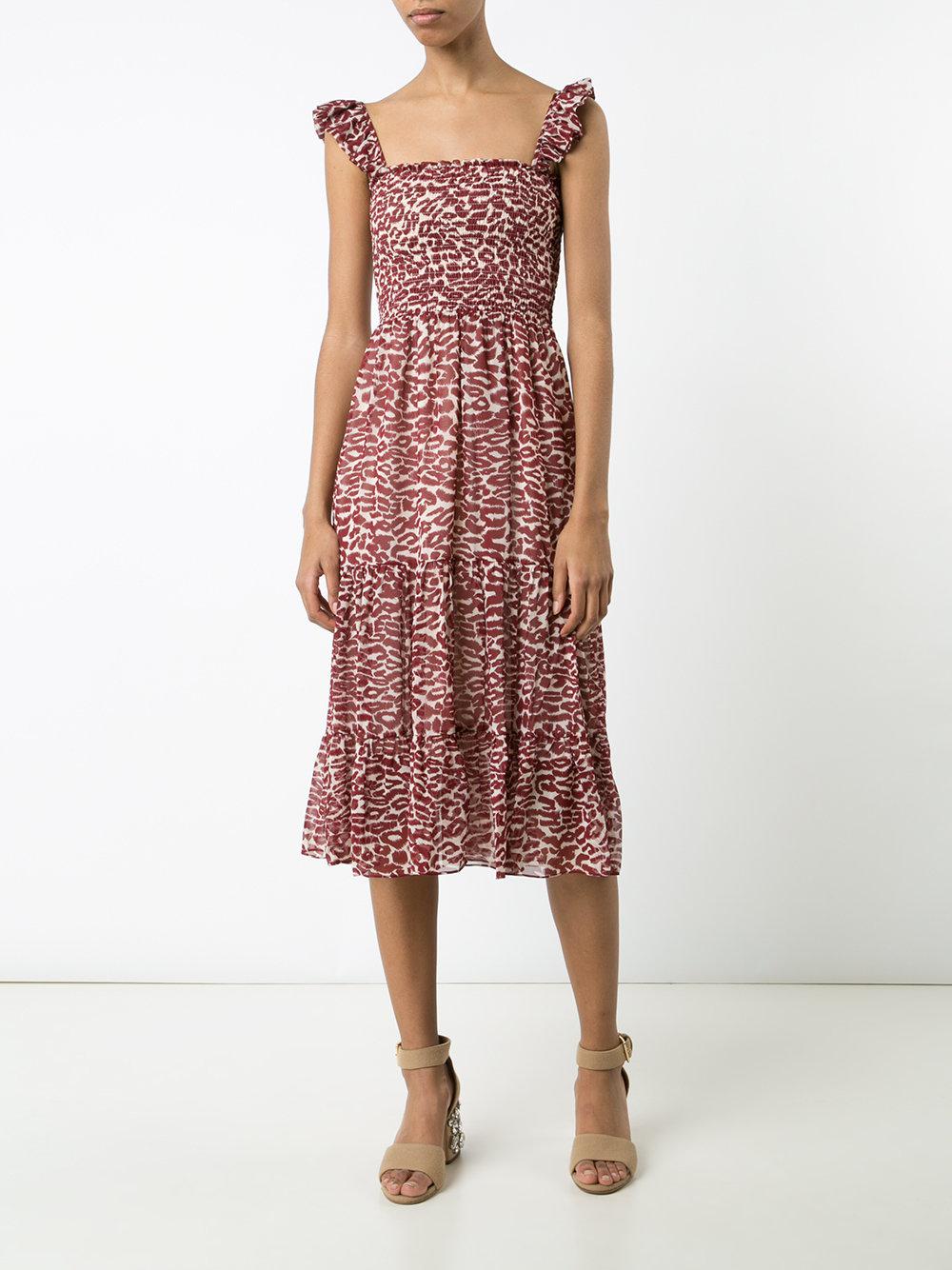 Lyst Piamita Pleated Trim Leopard Print Dress in Red