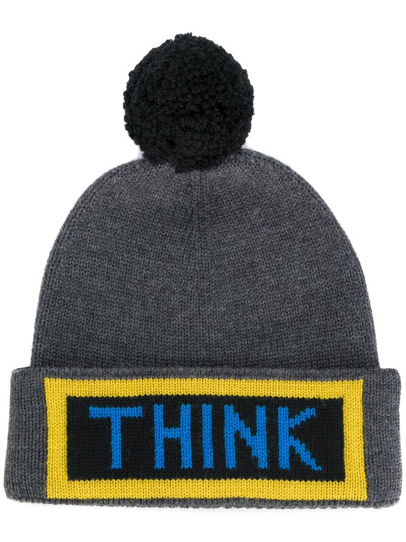 Lyst - Fendi Think Bobble Hat in Black for Men Fendi. Men's Black Think Bobble Hat