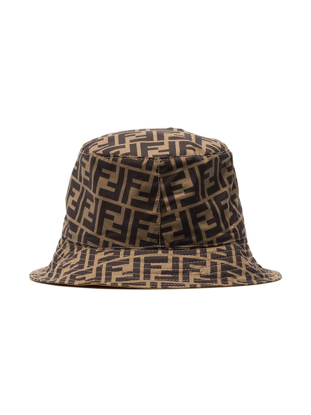 Fendi Cotton Double F Inside Pocket Bucket Hat in Brown for Men - Lyst