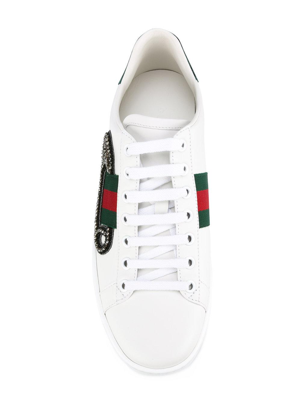 Lyst - Gucci Gg Vintage Web Safety Pin Sneakers in White