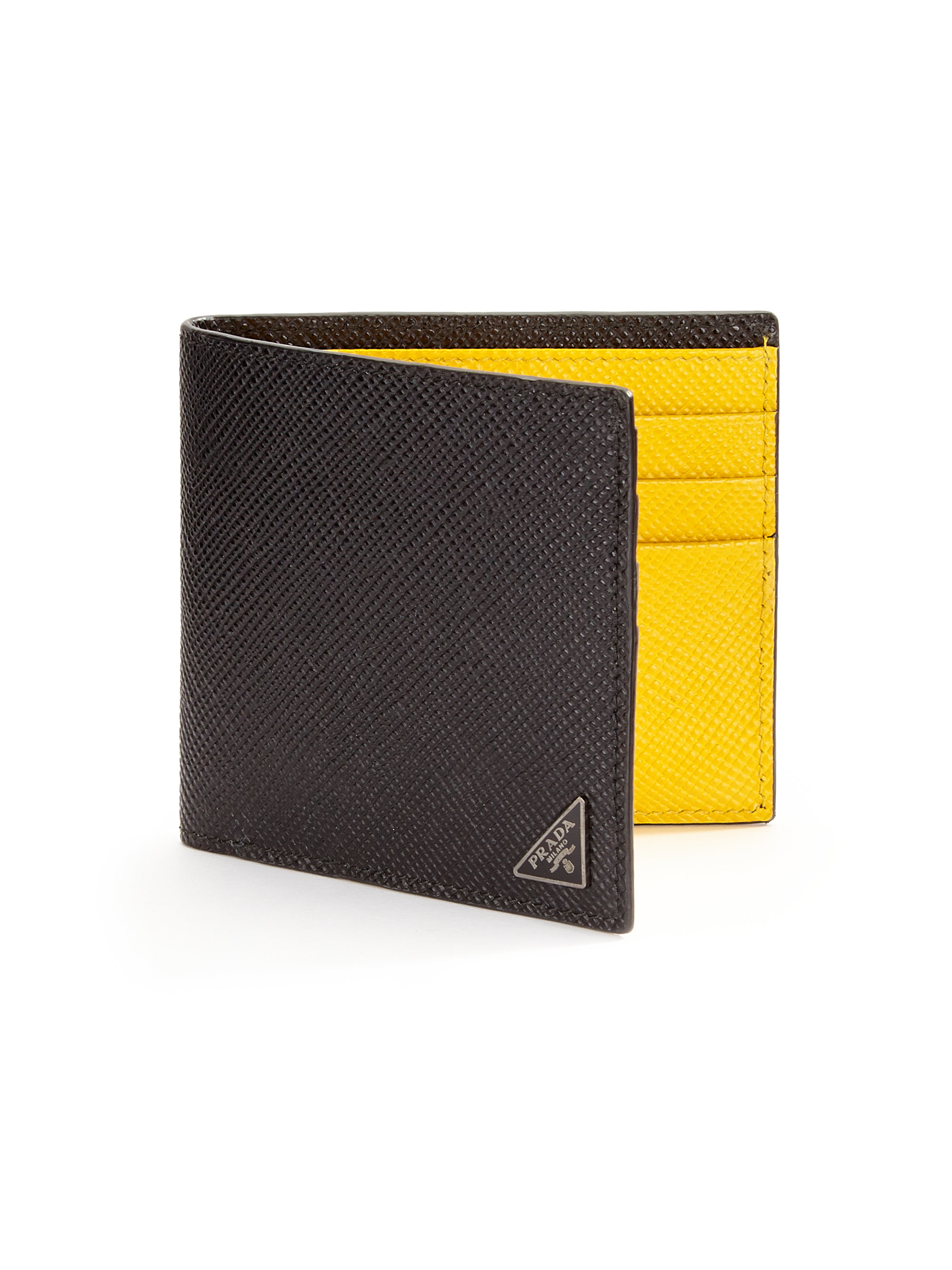 Prada Saffiano Leather Wallet in Black for Men | Lyst  