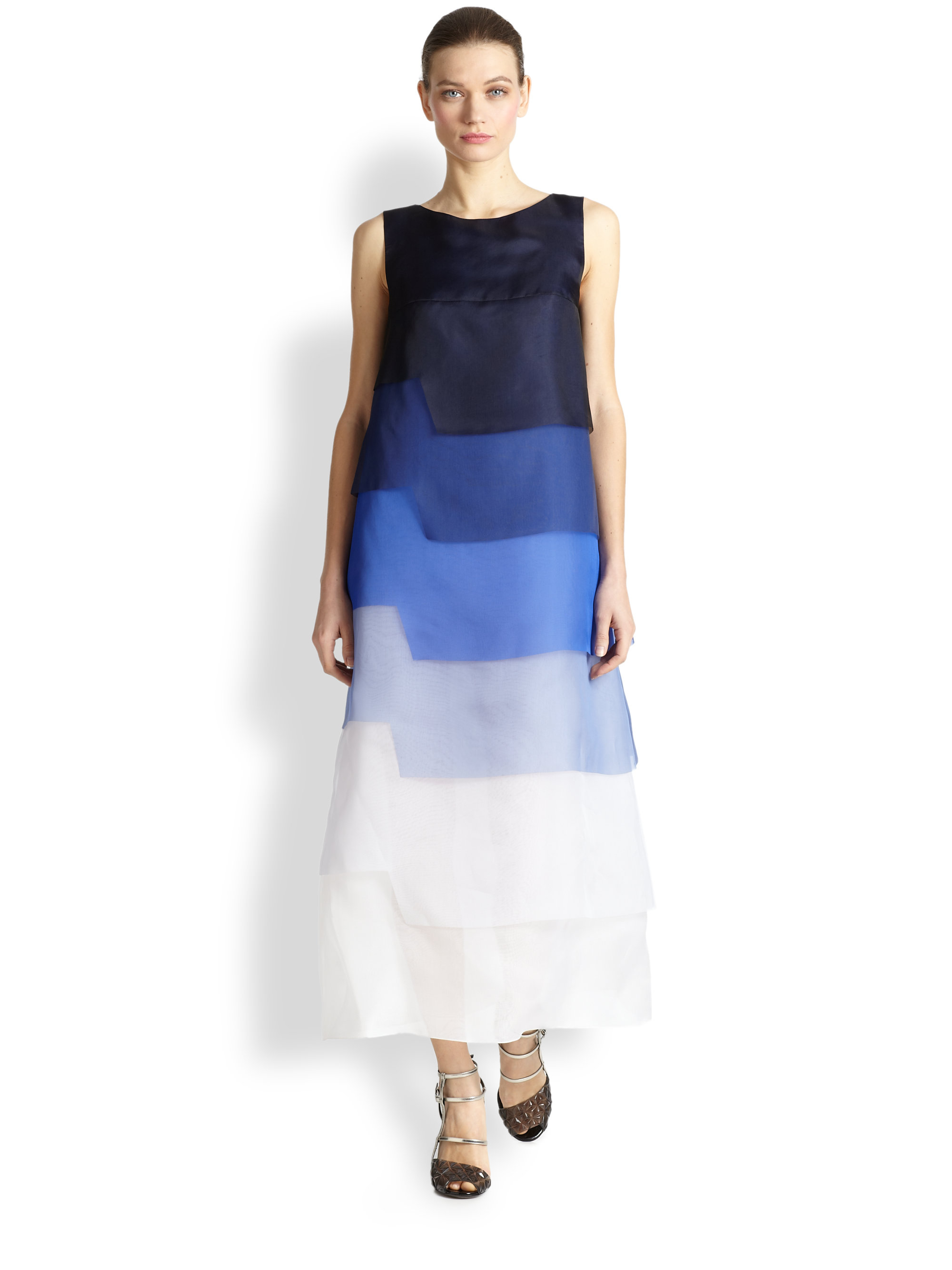Lyst Fendi Tiered Silk Organza Dress Gallery