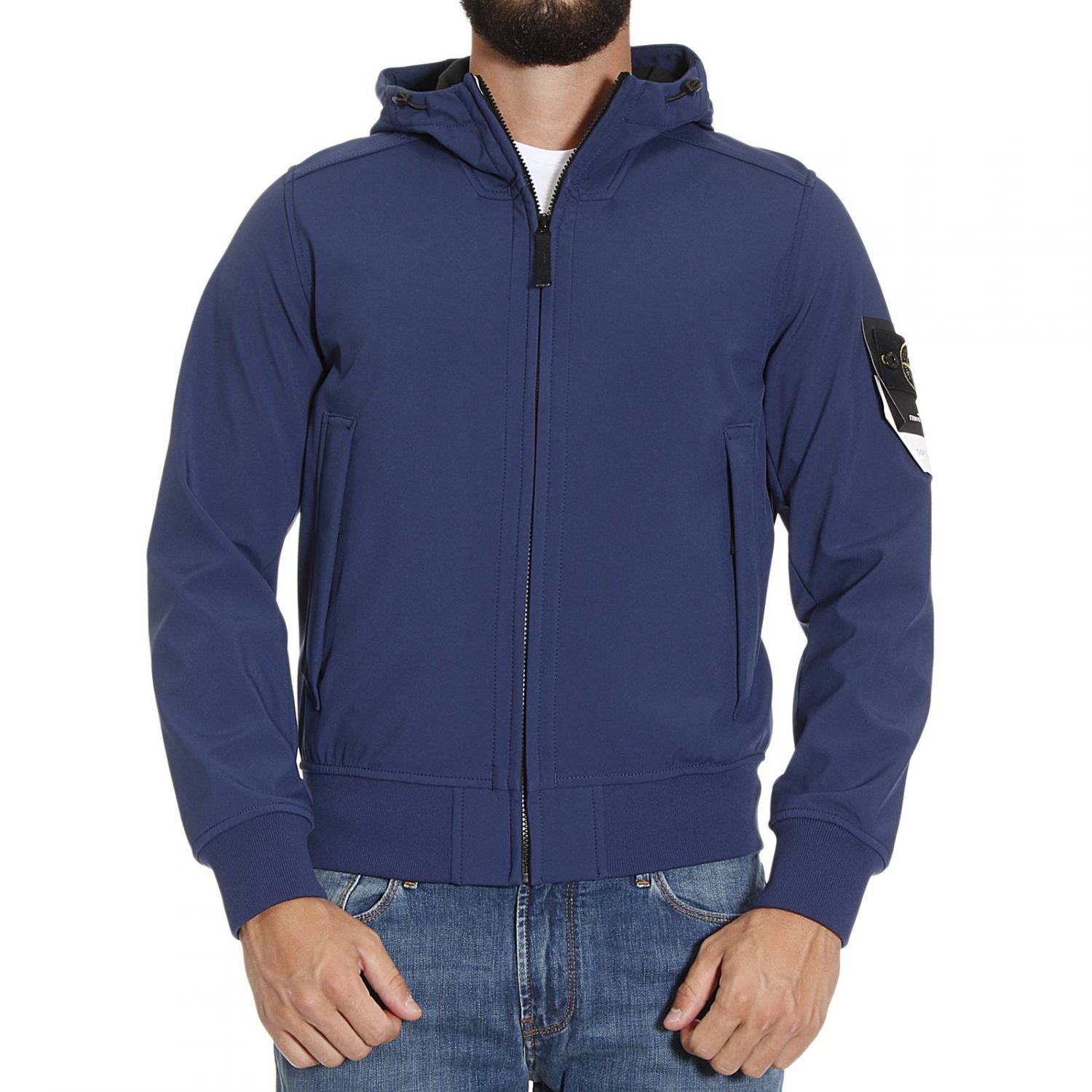 Lyst - Stone Island Down Jacket Zip Hood Zip Soft Shell 3 Strati in ...