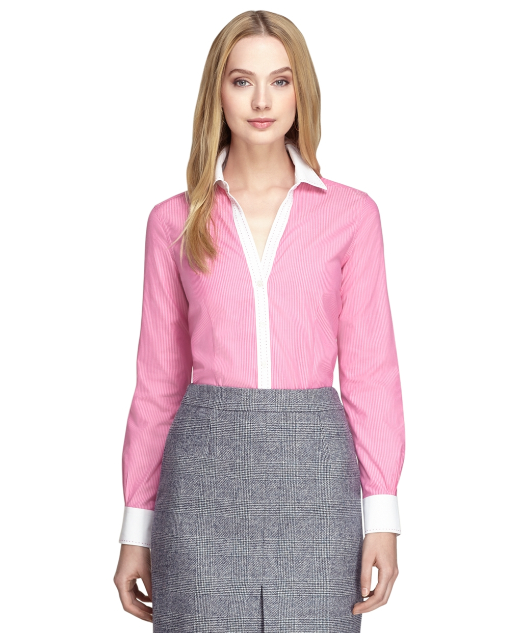 Lyst - Brooks Brothers Noniron Fitted Pinstripe Dress Shirt in Pink