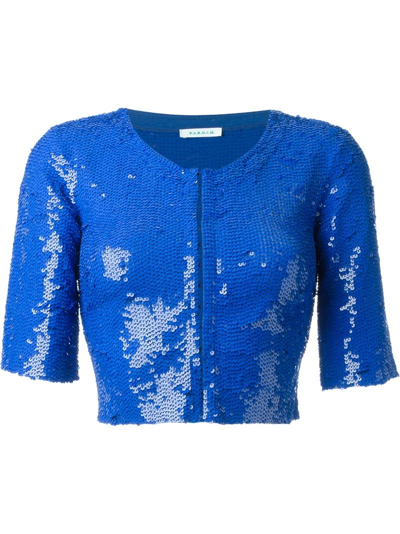 P.a.r.o.s.h. Sequin Bolero Jacket in Blue - Save 20% | Lyst