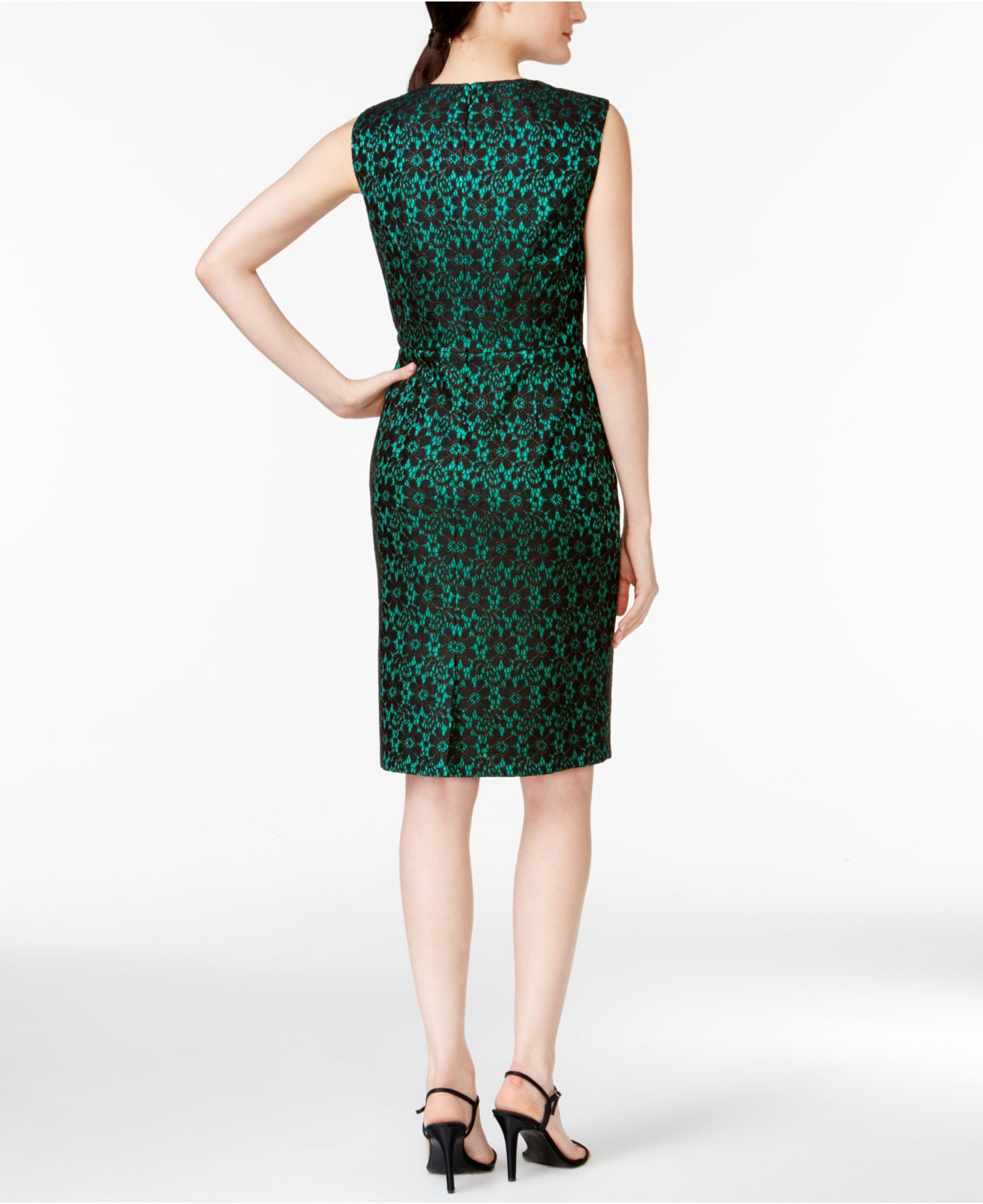 nine west a line lace dress with binding detail