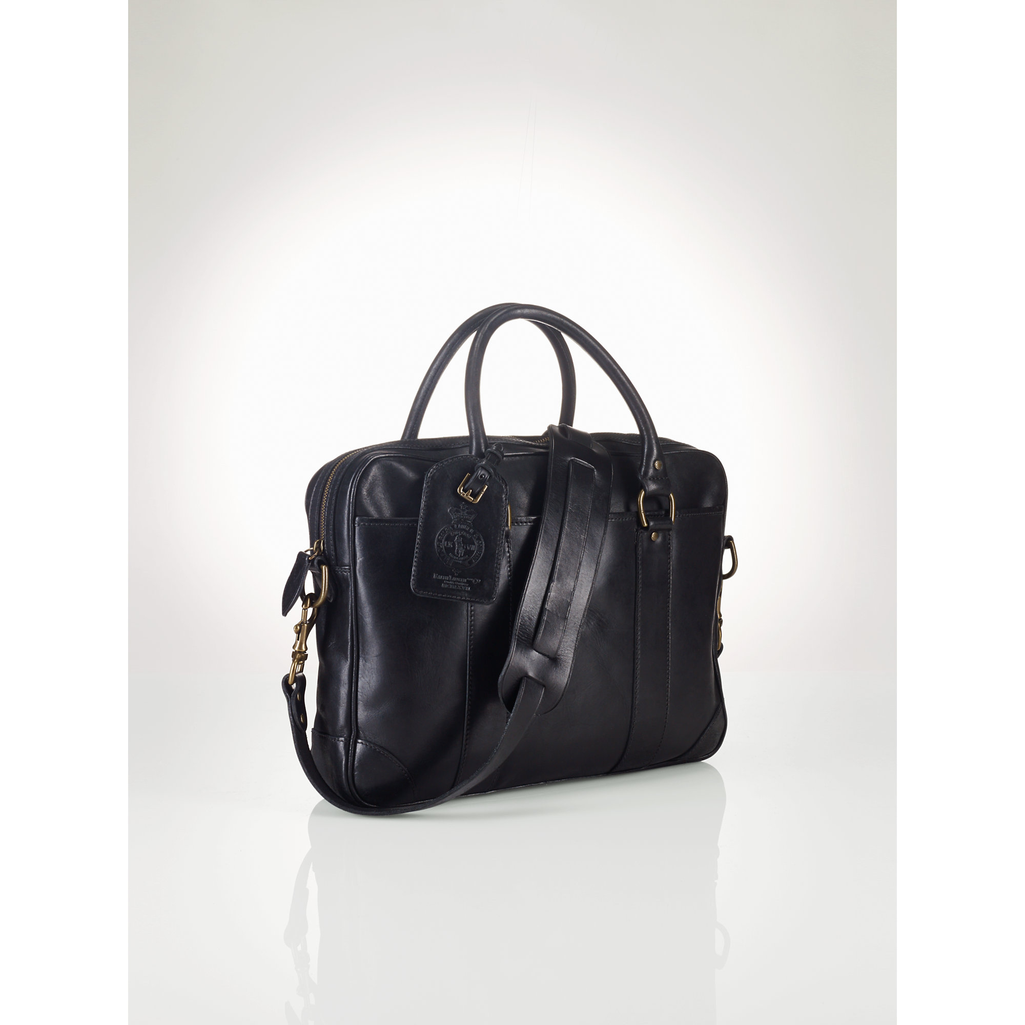 Polo Ralph Lauren Soft Leather Briefcase in Black for Men | Lyst