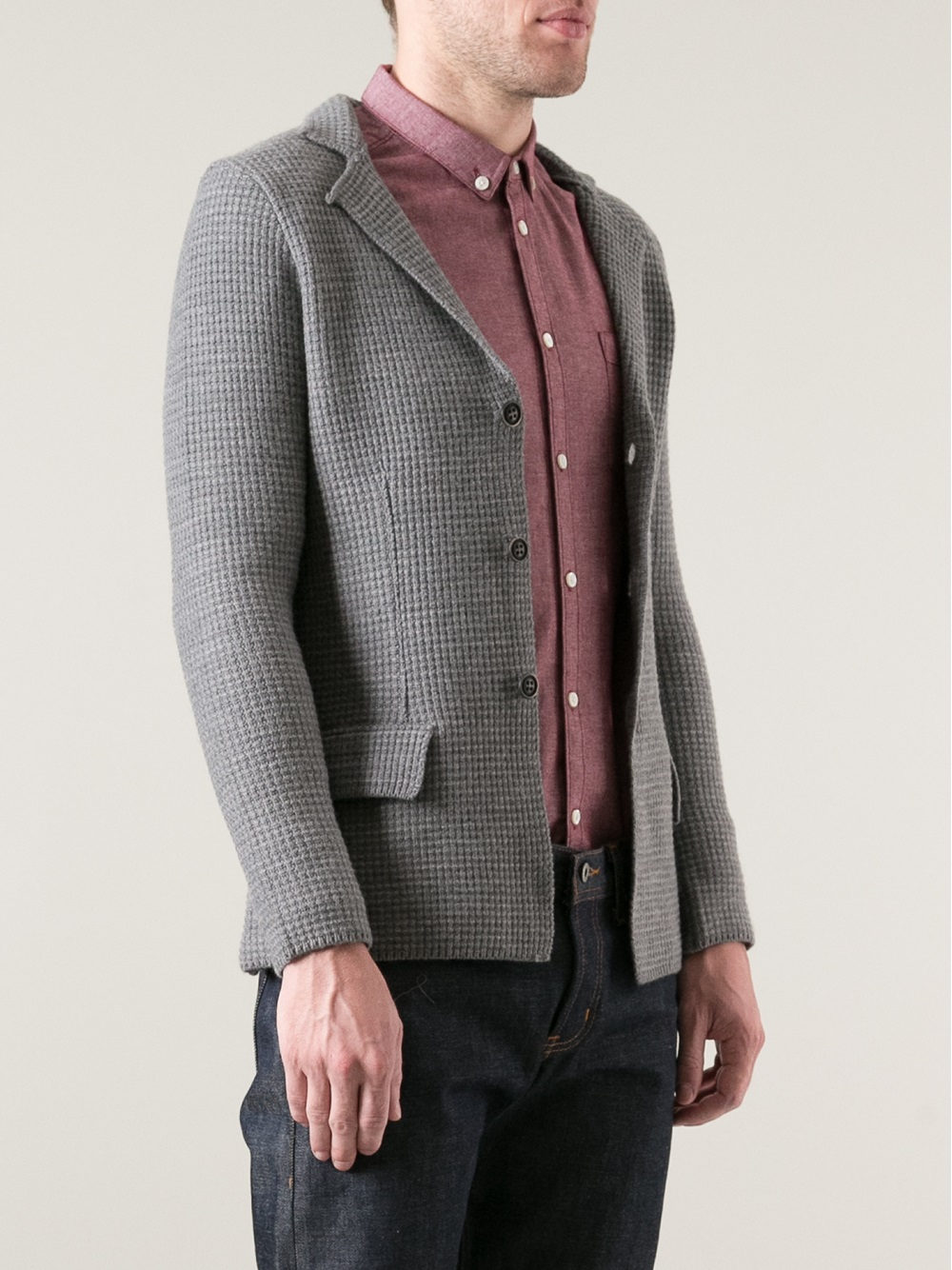 Lyst Bark Knitted Blazer Style Cardigan in Gray for Men