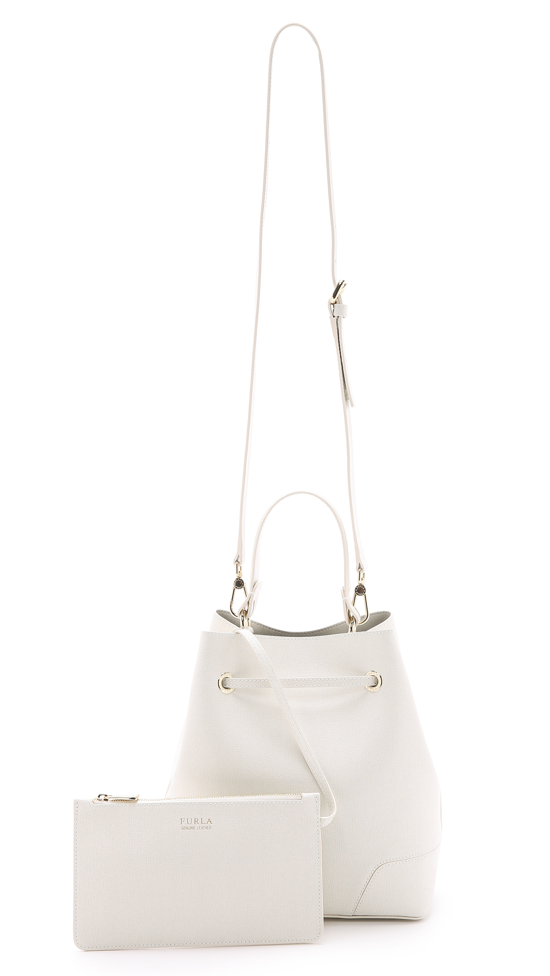 Lyst Furla Stacy Drawstring Bucket Bag White in White