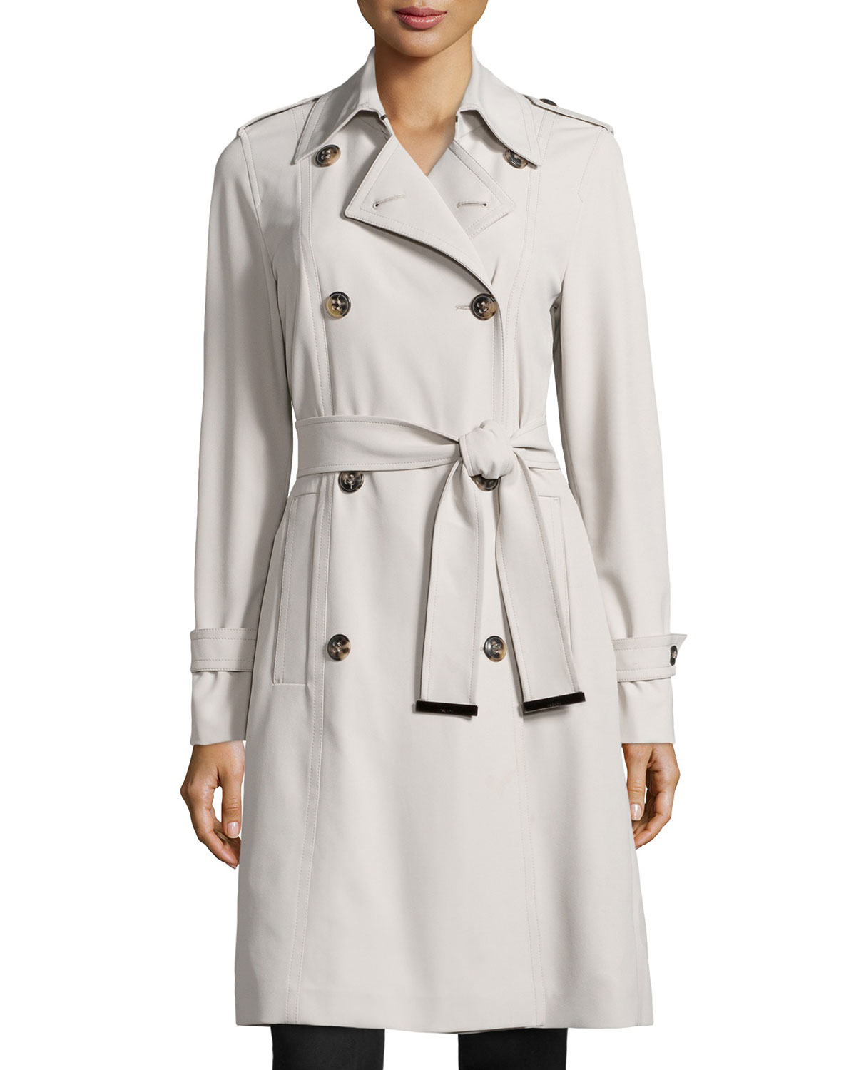 Lyst - Escada Belted A-Line Trench Coat in Gray