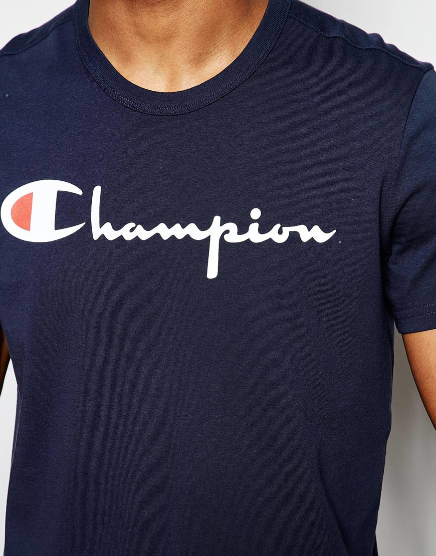 black and blue champion shirt