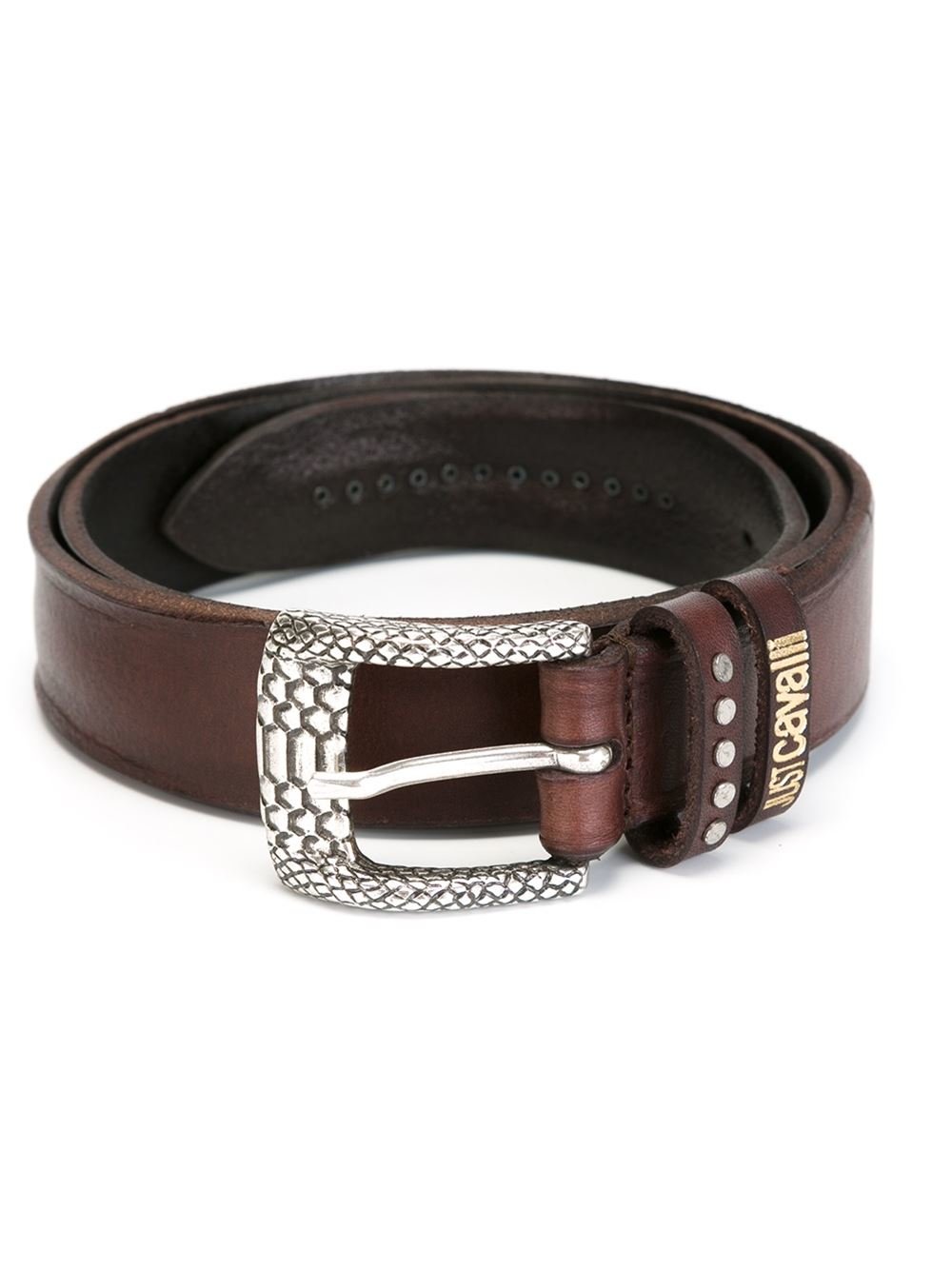 Just cavalli Embossed Buckle Belt in Brown for Men | Lyst