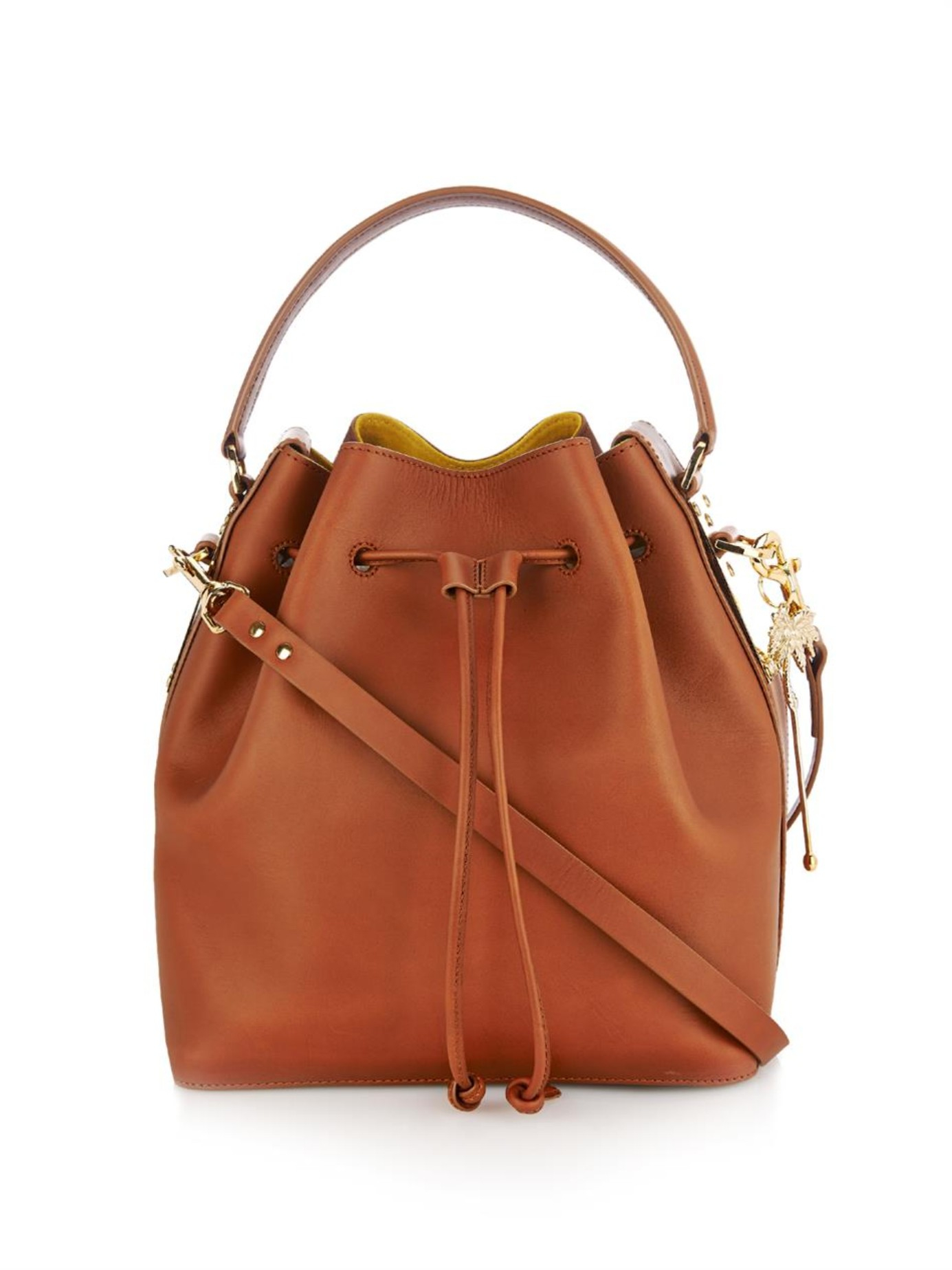 Lyst Sophie Hulme Drawstring Leather Bucket Bag In Brown Gallery