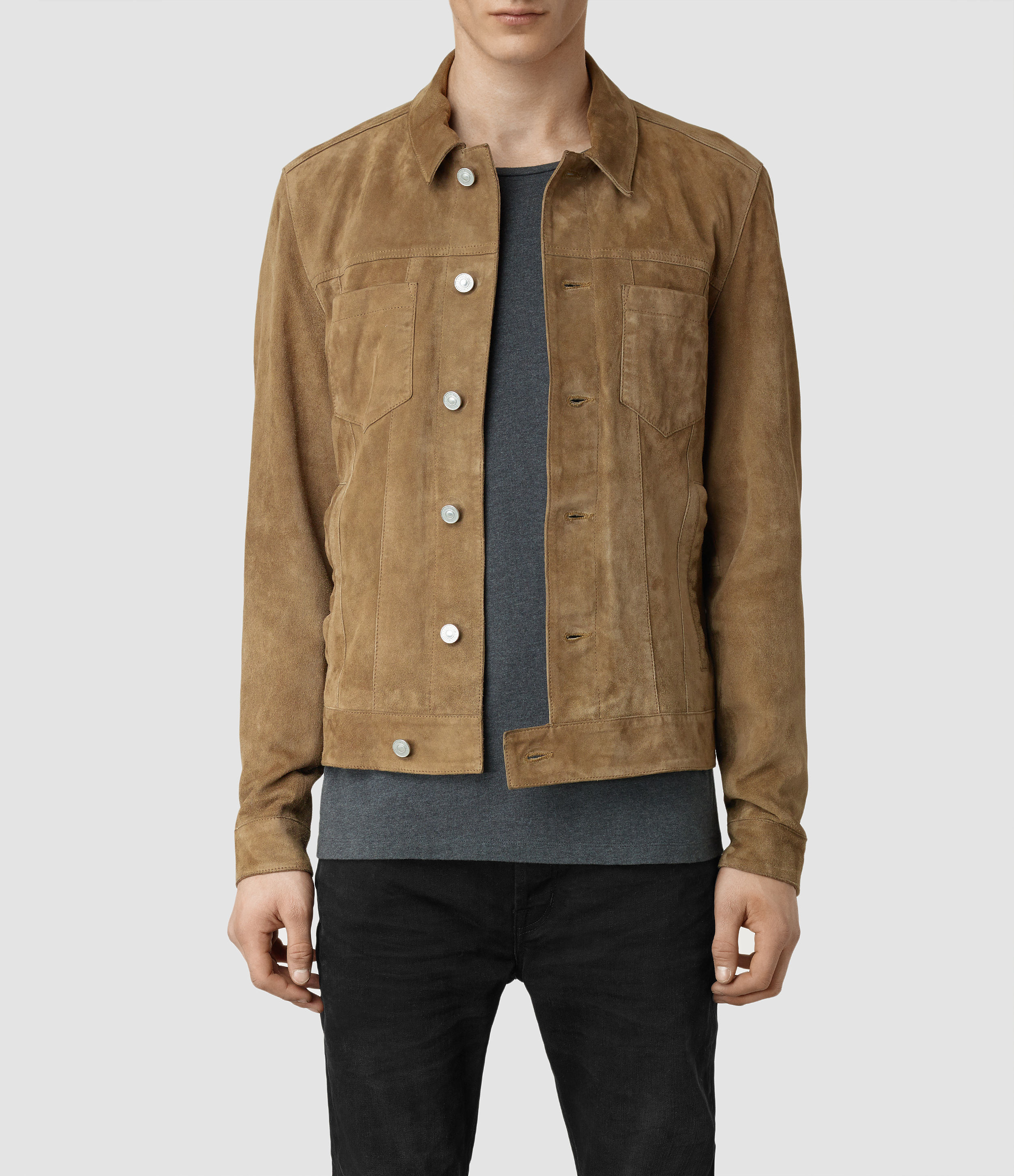 Lyst - Allsaints Ocarno Suede Jacket in Natural for Men