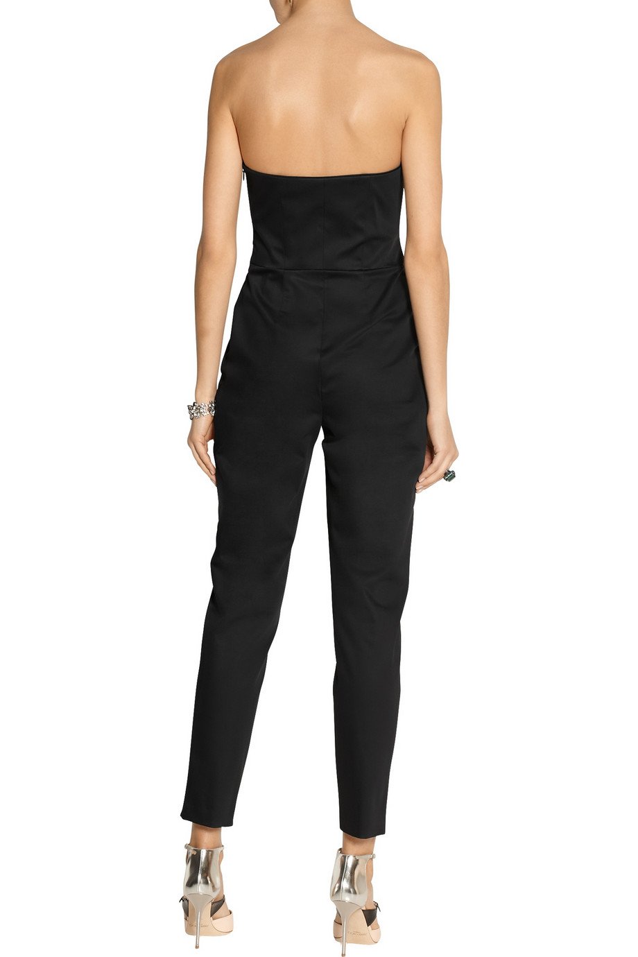 Lyst - Milly Strapless Matte-satin Jumpsuit in Black