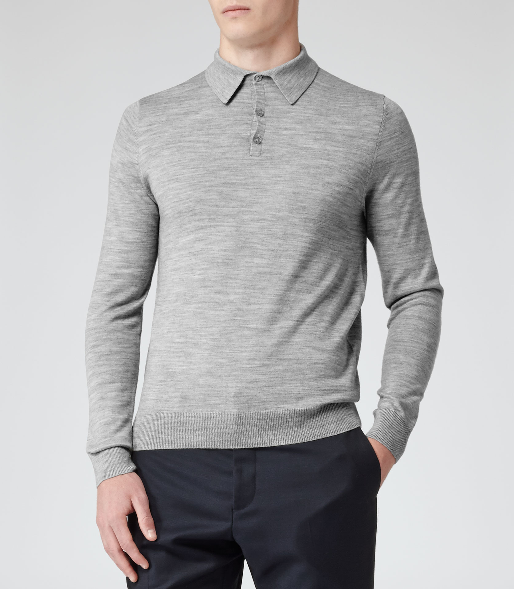 Lyst - Reiss Boulter Wool Polo Shirt in Gray for Men