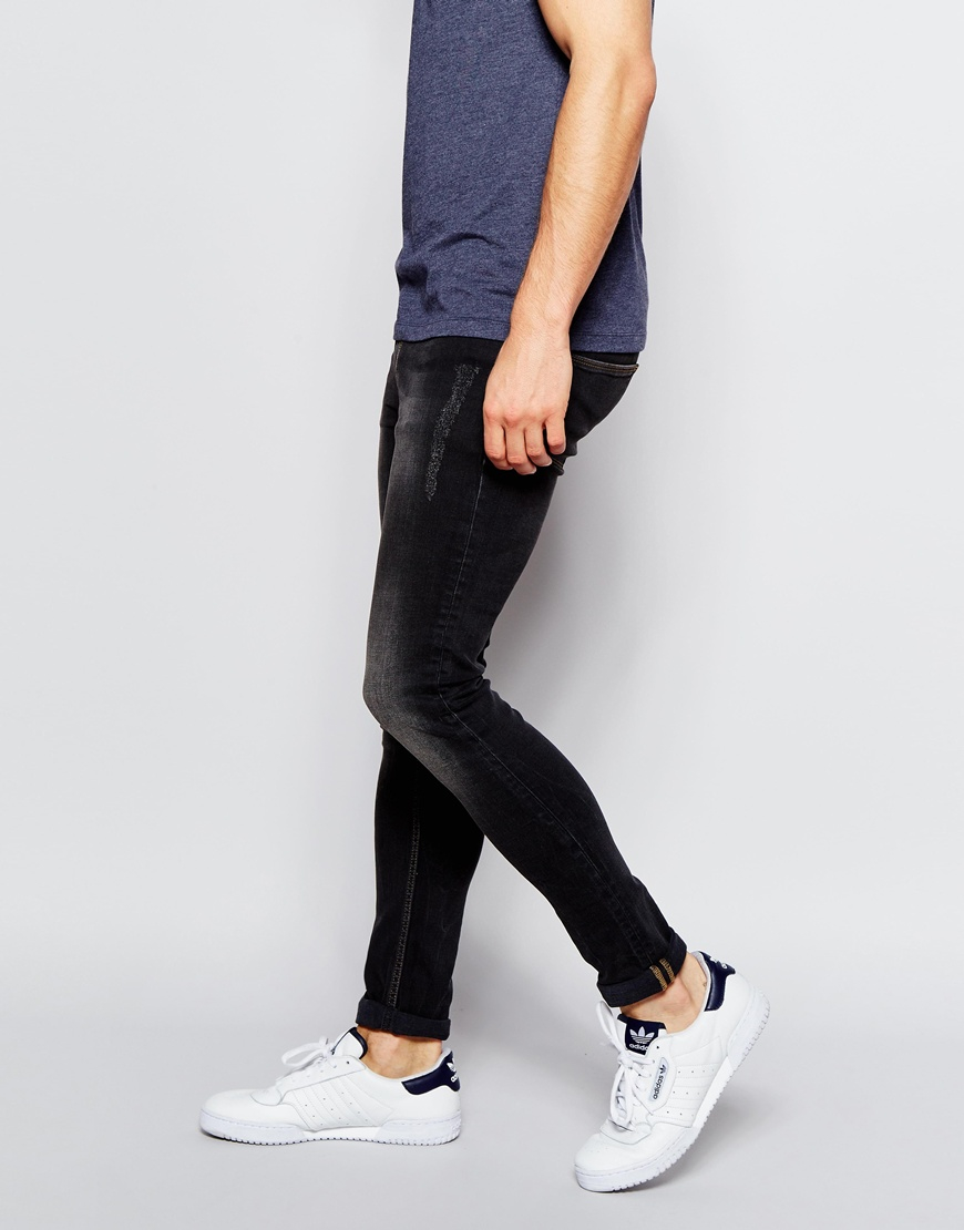Asos Extreme Super Skinny Jeans With Contrast Stitch and Abrasions