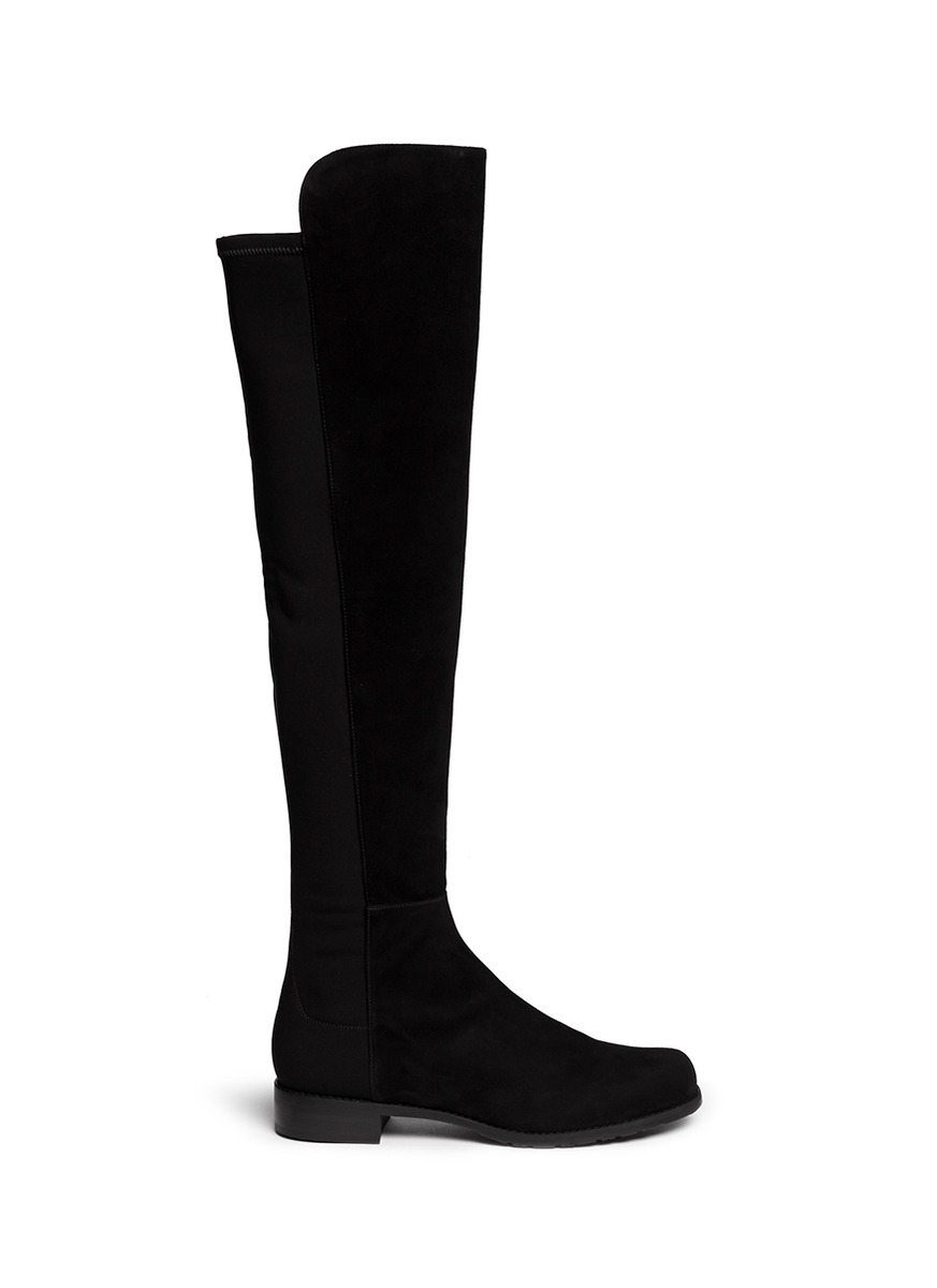 Stuart weitzman '5050' Elastic Back Suede Boots in Black | Lyst