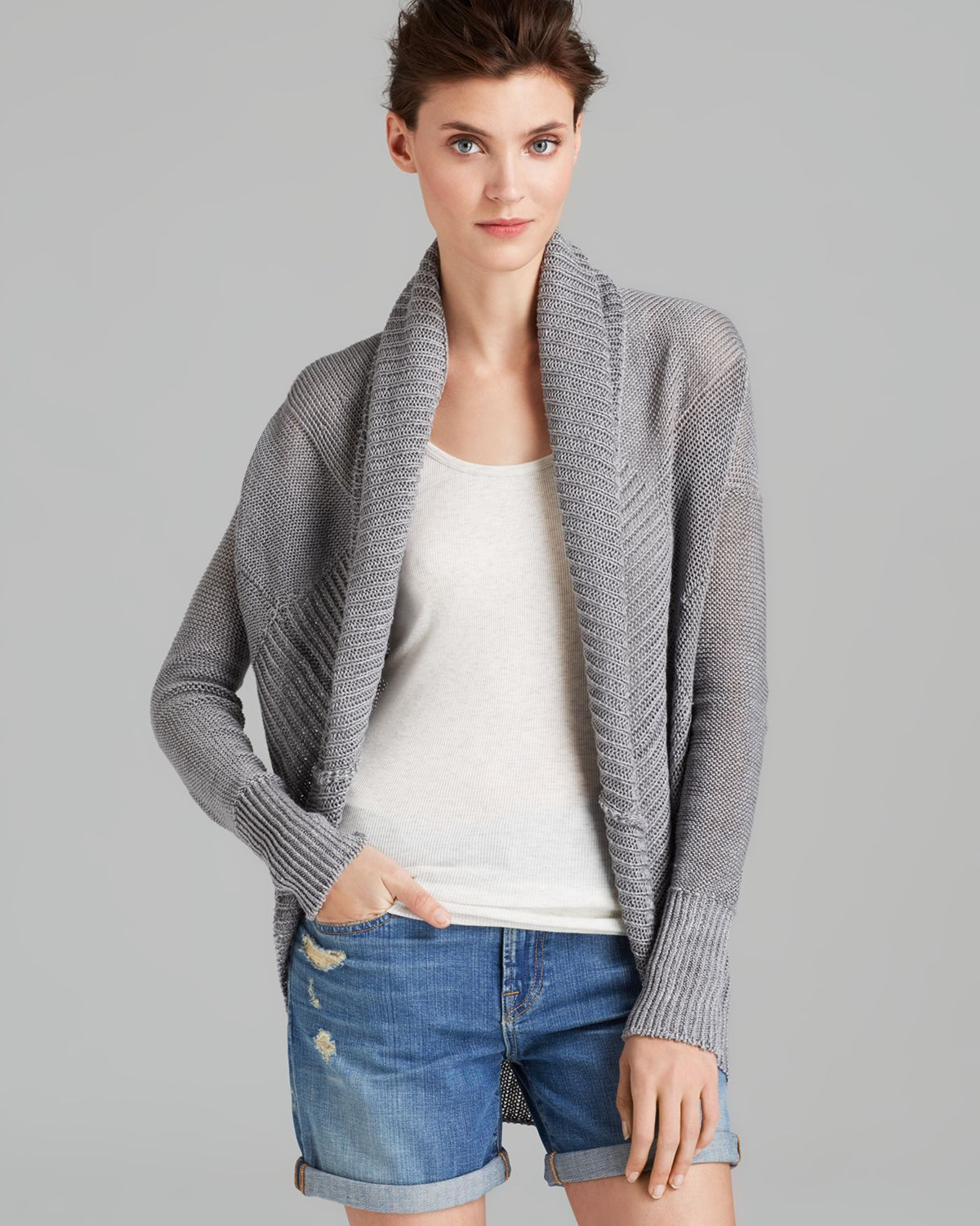 Lyst - Vince Cardigan Circle Linen in Metallic