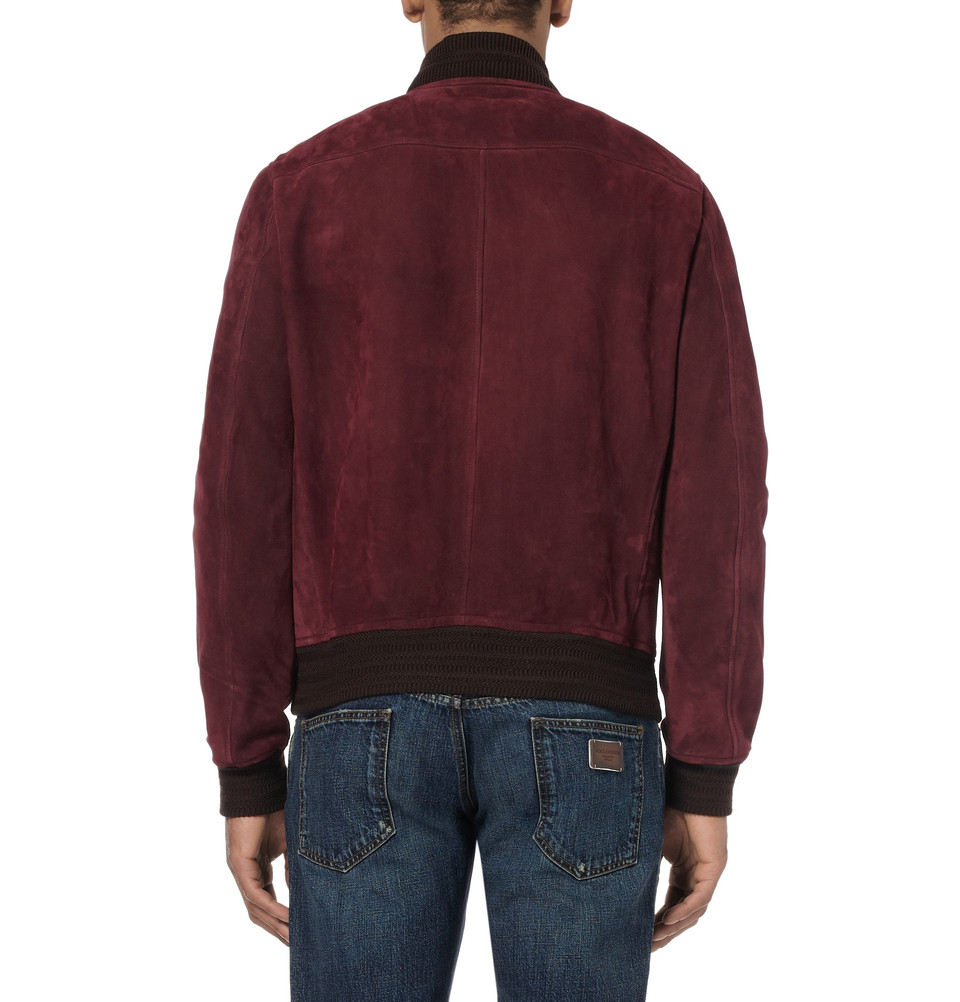Gucci Suede Bomber Jacket in Red for Men | Lyst