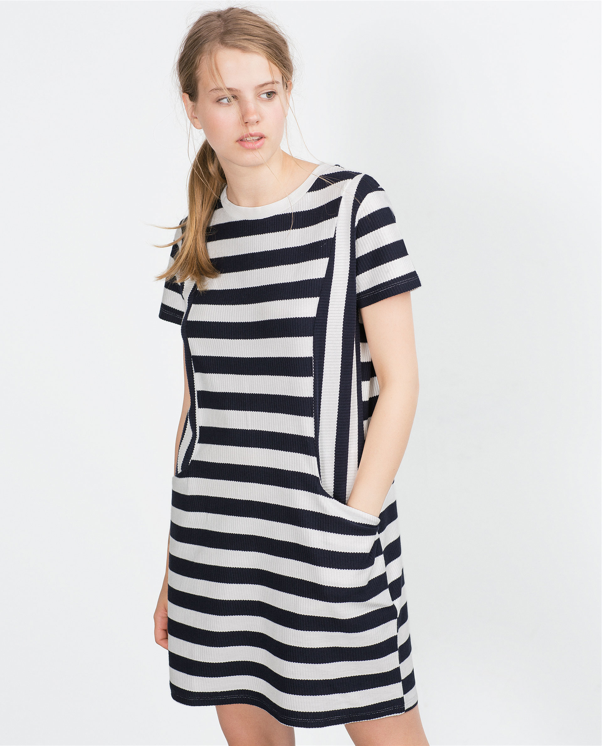 Zara Striped Dress in Blue | Lyst