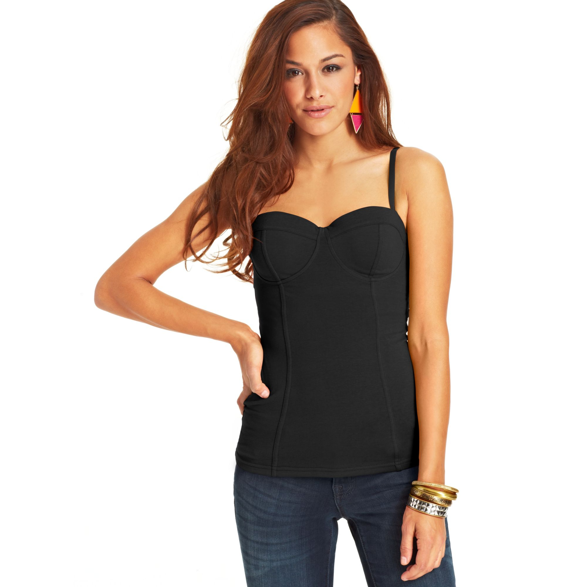 Lyst - Material Girl Juniors Bustier Tank Top in Black