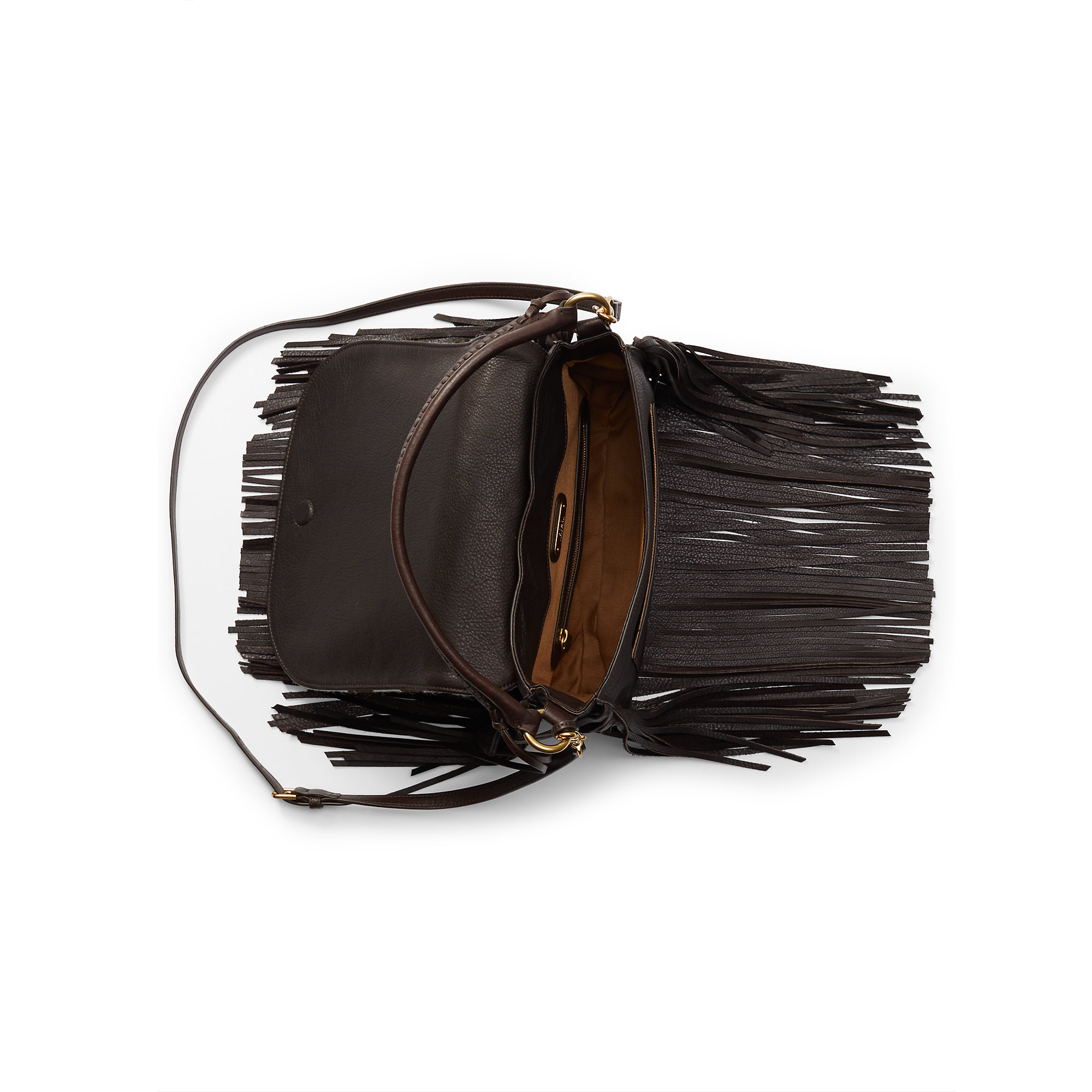 Polo ralph lauren Leathertrim Crossbody Bag in Brown (brown/cream) Lyst