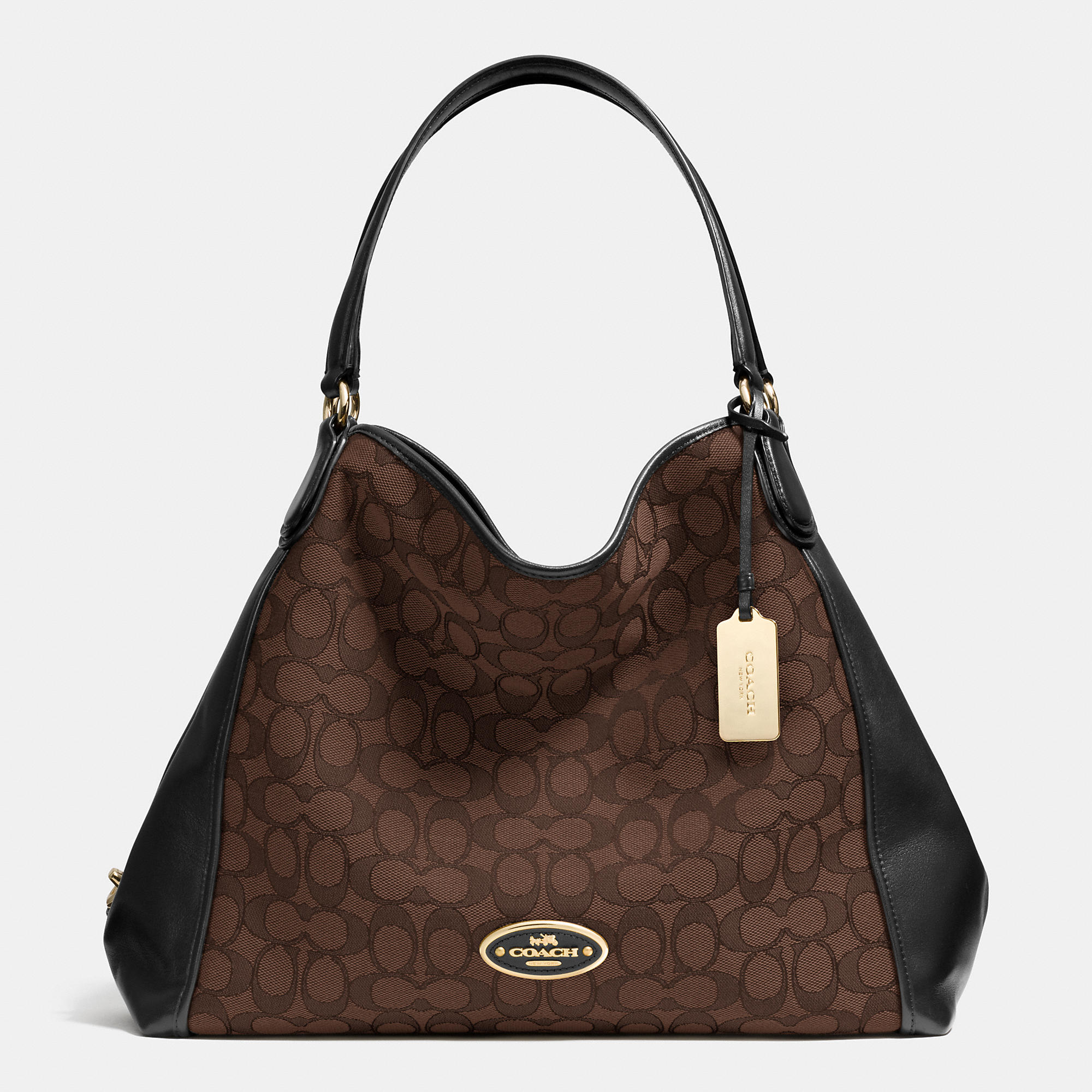 Coach Edie Shoulder Bag In Signature Jacquard in Brown | Lyst