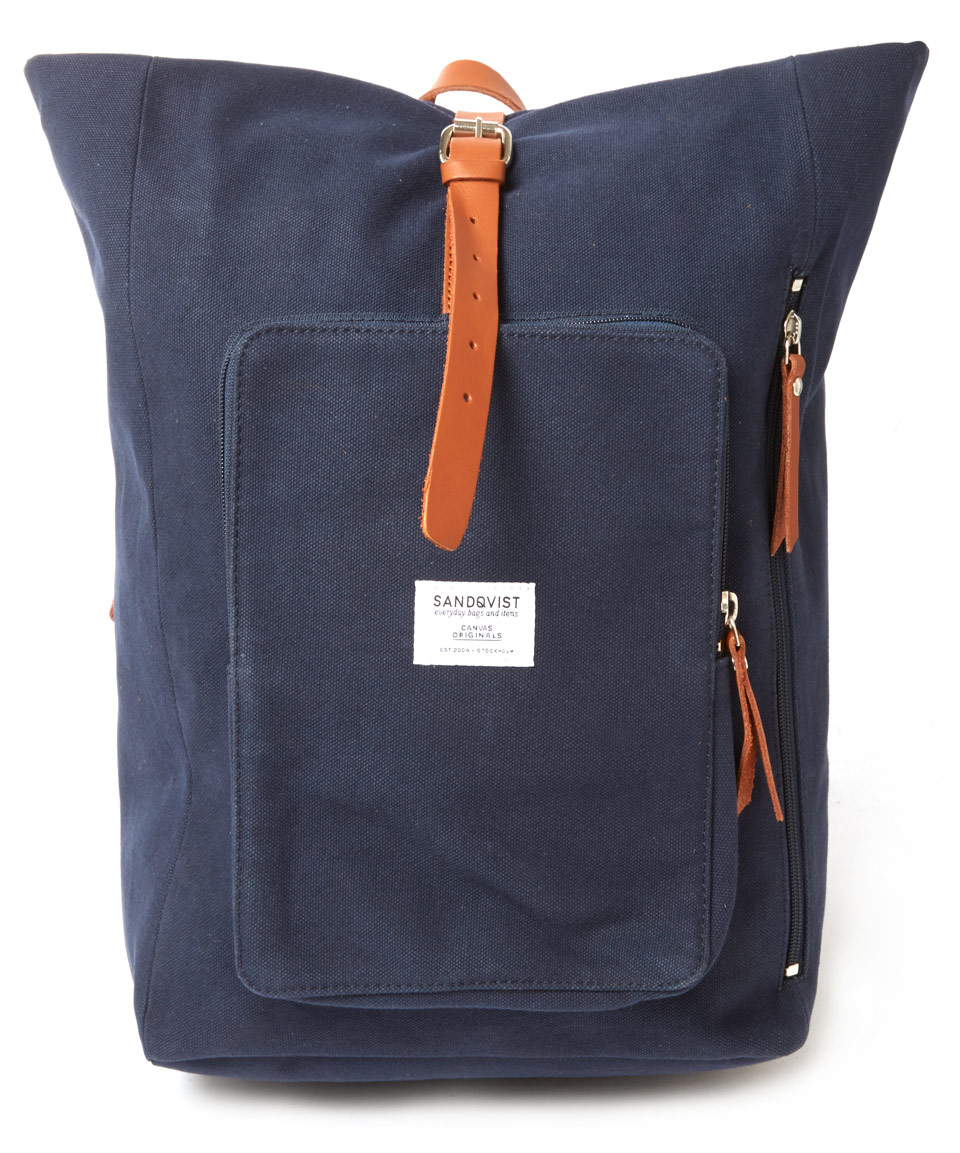 Lyst Sandqvist Navy Jerry Roll Top Canvas Backpack in Blue for Men