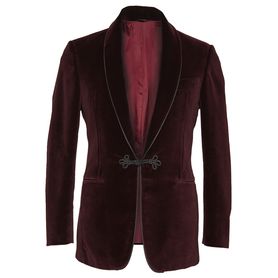 Turnbull & asser Smoking Jacket Oxblood Velvet in Purple for Men Lyst