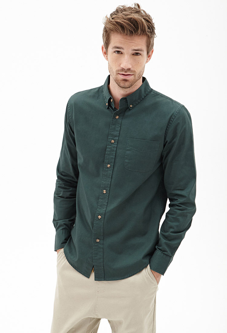 Lyst - Forever 21 Classic Fit Pocket Shirt in Green for Men