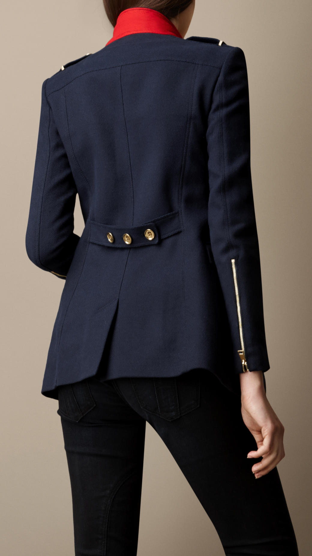 Burberry Metal Trim Military Blazer in Blue Lyst