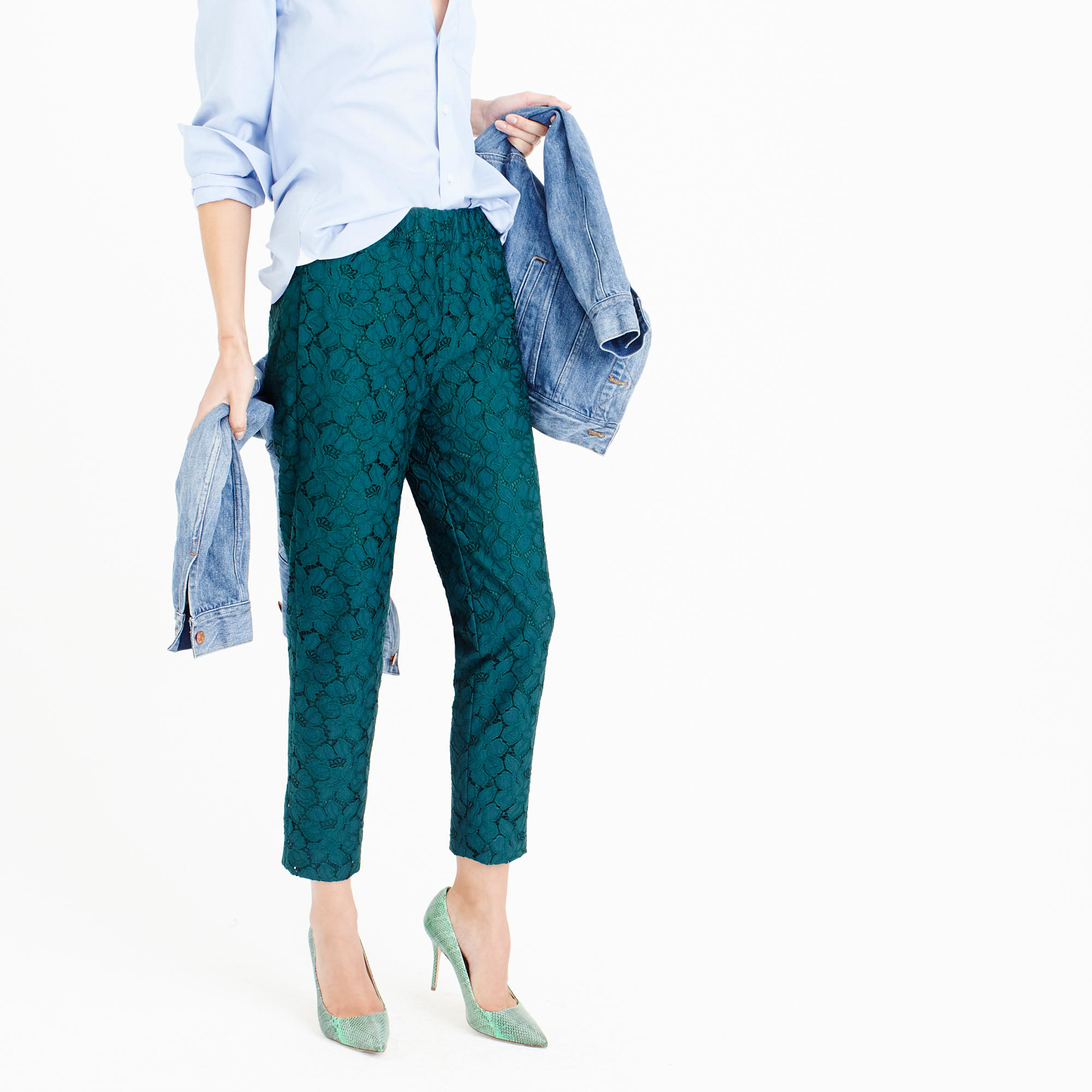 Lyst - J.Crew Pull-on Pant In Floral Lace in Green